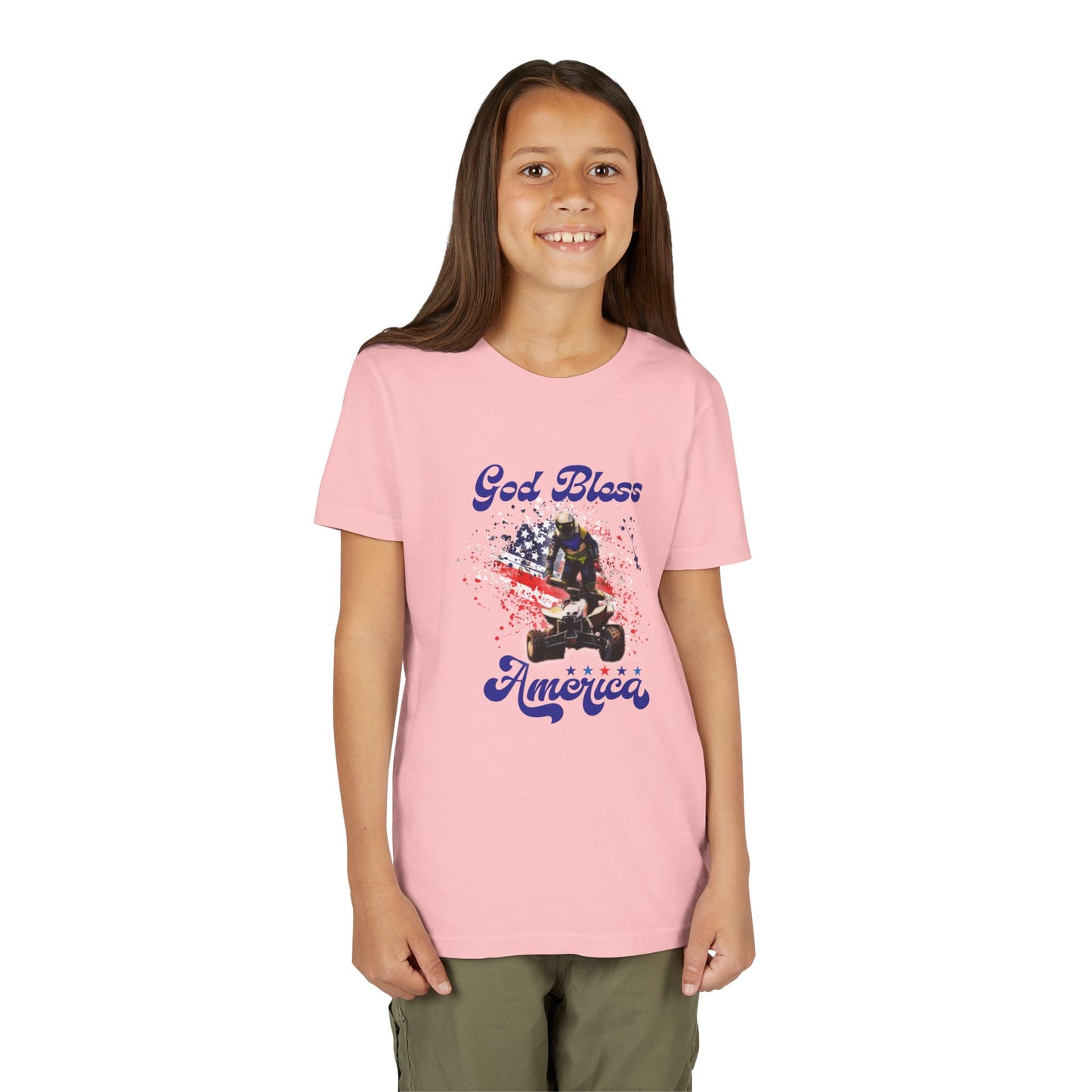Youth God Bless America Four wheeler Riding Shirt | Honda 450 ATV Racing | AXC Arkansas Pro Racing Series | Dickerson