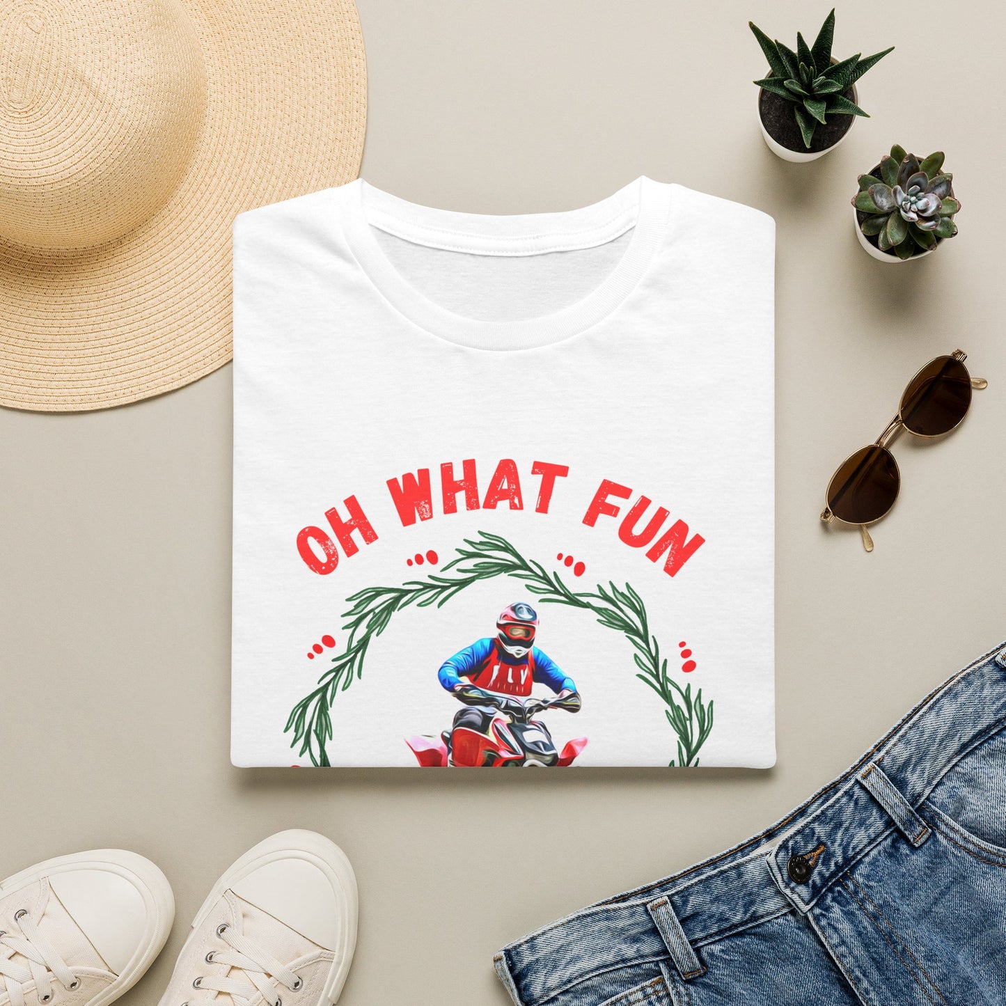 Holiday Ugly Sweater | Christmas Shirt for ATV racer | Red Honda 400 t shirt | Oh What Fun it is to Ride