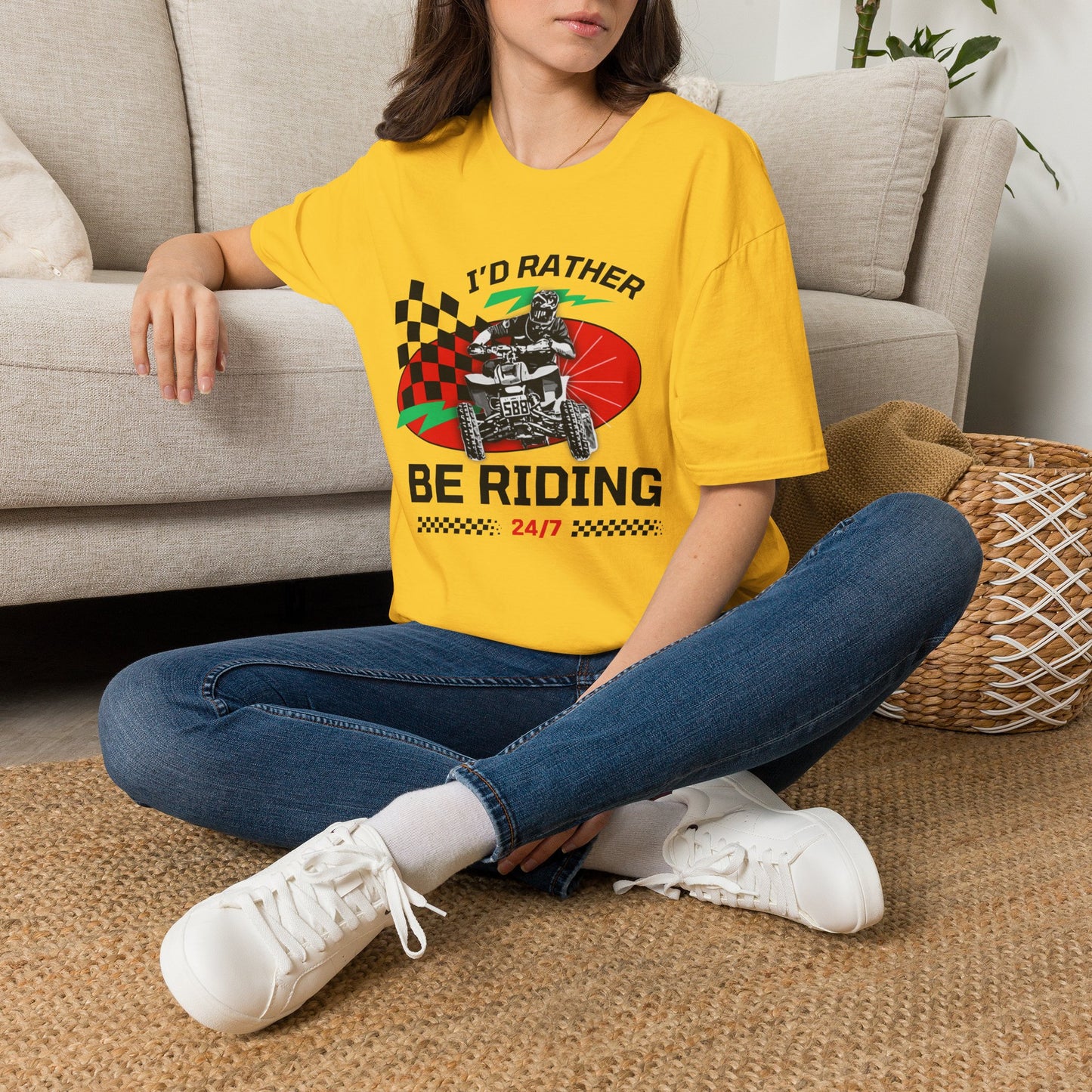 Holiday Christmas ATV T-Shirt | Honda 400 | Ugly Sweater Design says "I'd Rather be Riding"