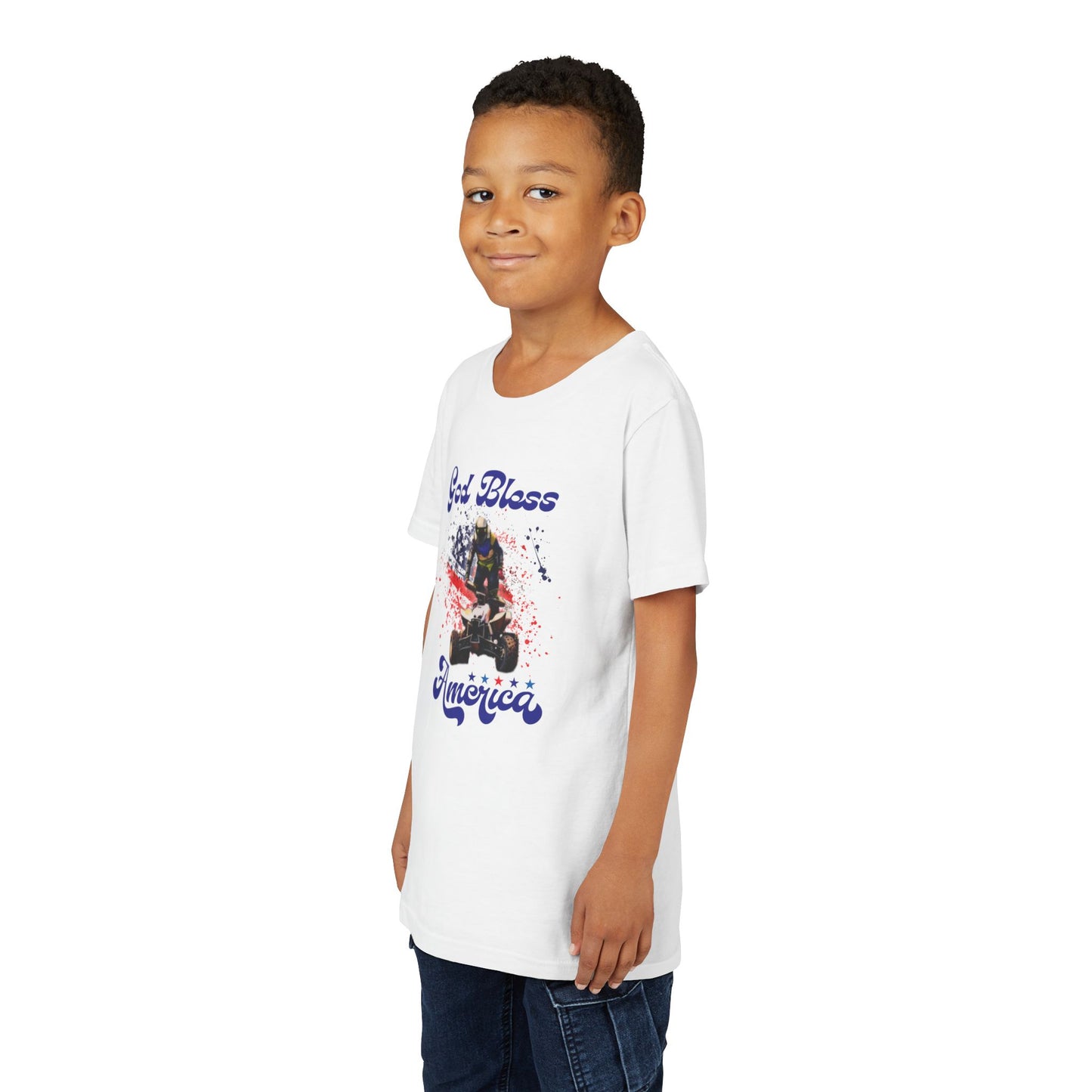 Youth God Bless America Four wheeler Riding Shirt | Honda 450 ATV Racing | AXC Arkansas Pro Racing Series | Dickerson