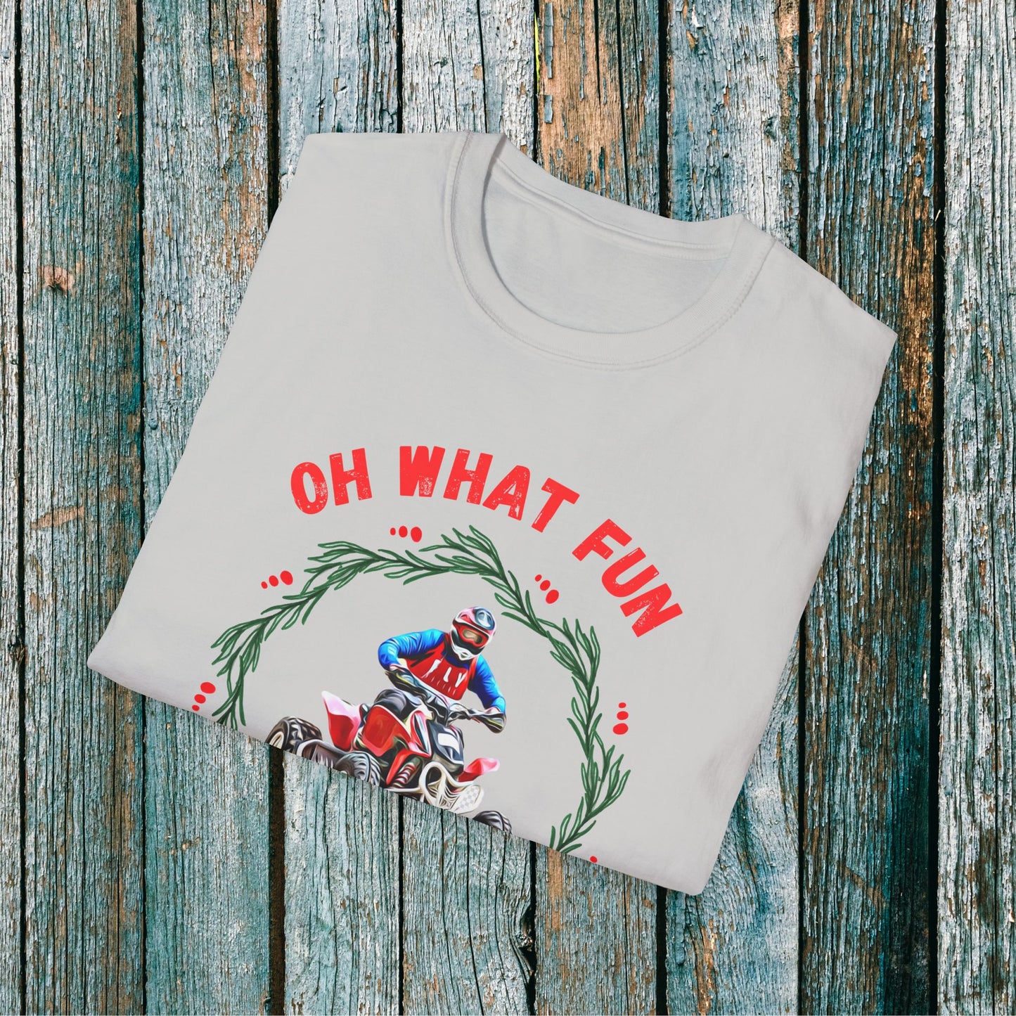 Holiday Ugly Sweater | Christmas Shirt for ATV racer | Red Honda 400 t shirt | Oh What Fun it is to Ride