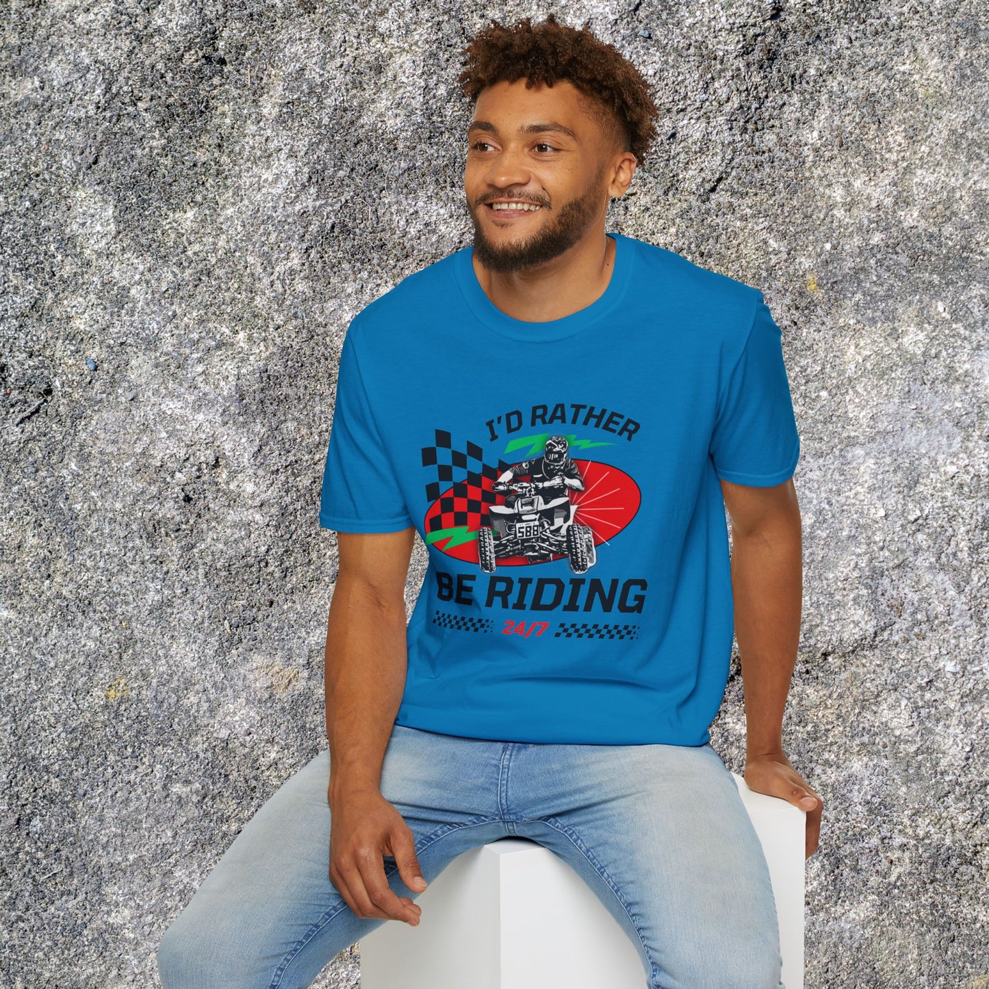 Holiday Christmas ATV T-Shirt | Honda 400 | Ugly Sweater Design says "I'd Rather be Riding"