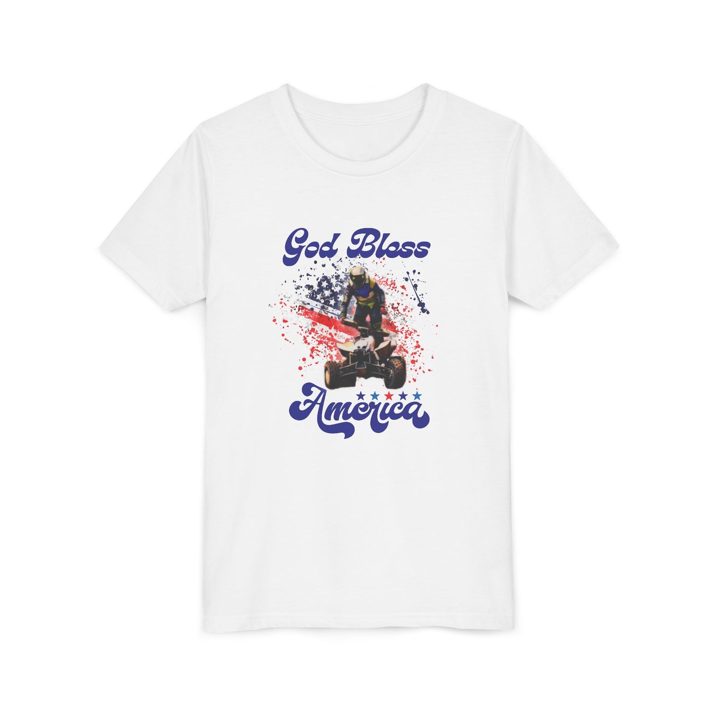 Youth God Bless America Four wheeler Riding Shirt | Honda 450 ATV Racing | AXC Arkansas Pro Racing Series | Dickerson