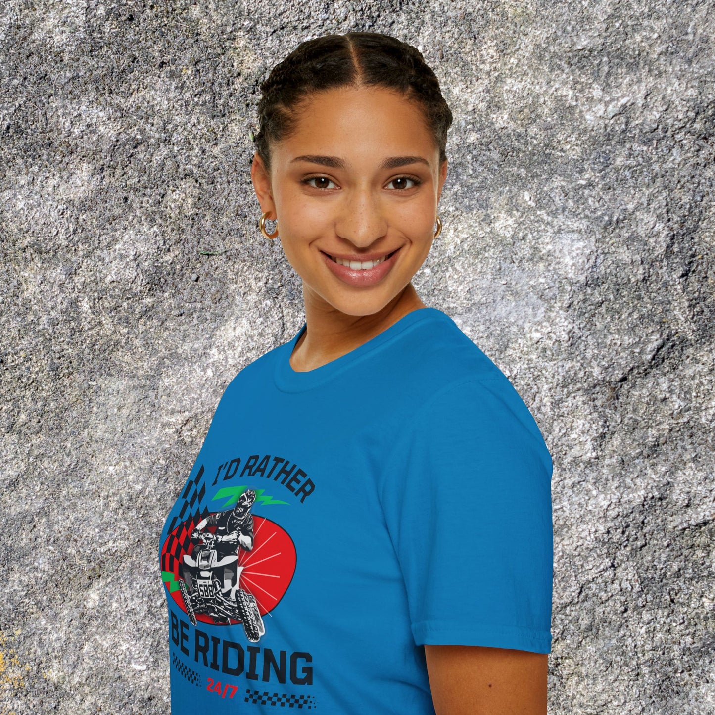 Holiday Christmas ATV T-Shirt | Honda 400 | Ugly Sweater Design says "I'd Rather be Riding"