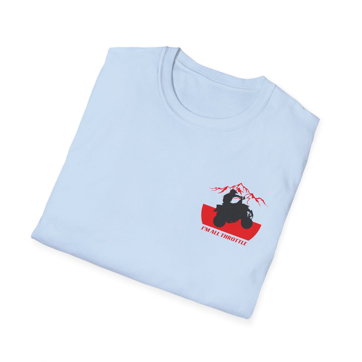 I'm All Throttle 400 EX ATV Racing T-Shirt | Mountains & American Flag Four Wheeler Shirt