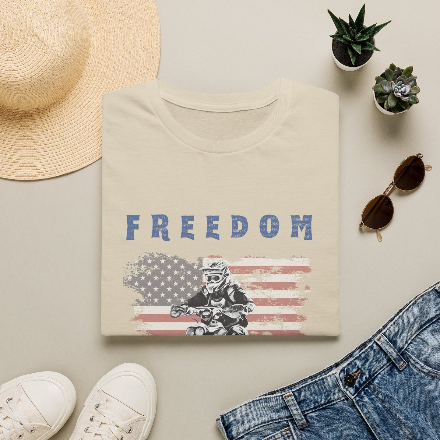 Freedom Rider ATV T-Shirt | American Flag Four Wheeler Shirt | Honda 400 EX Racing