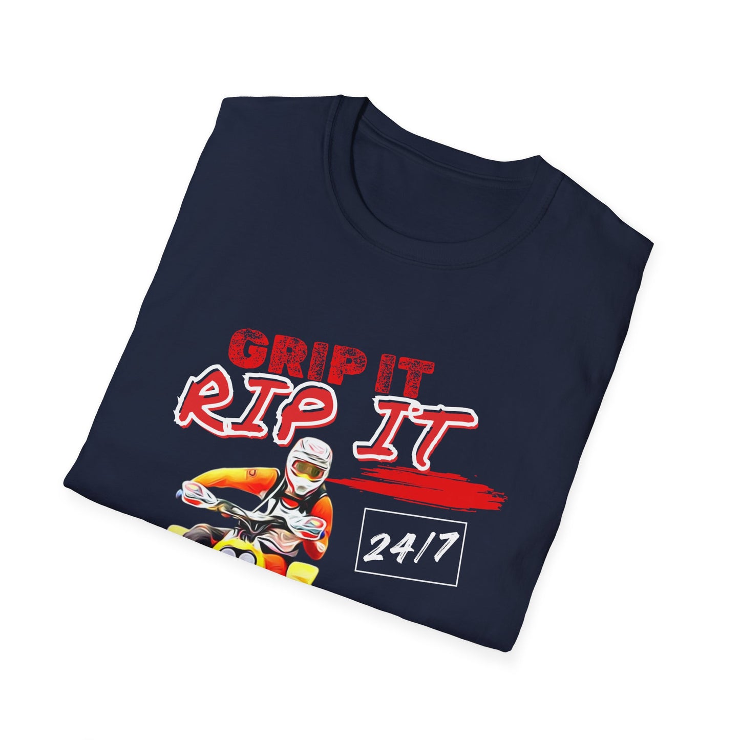 ATV Quad Racer T-Shirt | "Grip It Rip It" Off‑Road Fourwheeler Graphic Tee | Yellow Honda 400 EX