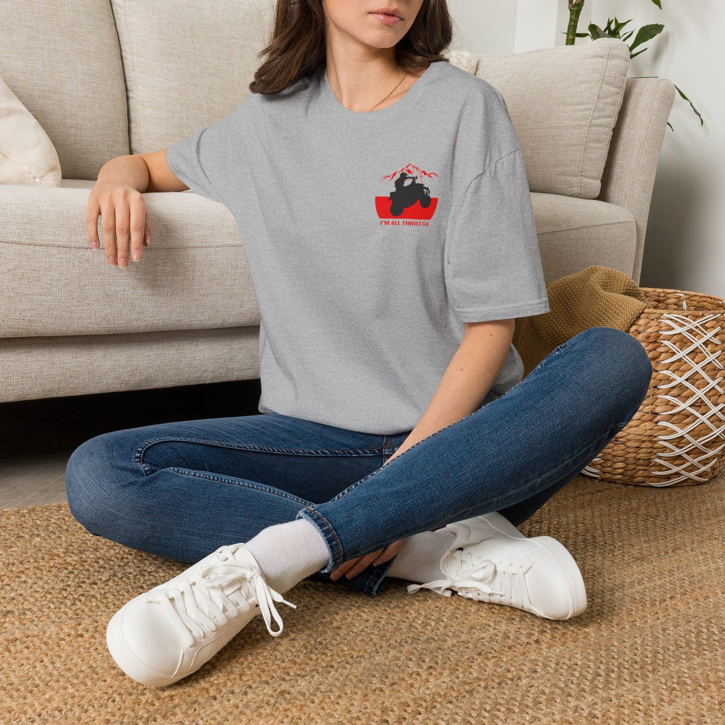 I'm All Throttle 400 EX ATV Racing T-Shirt | Mountains & American Flag Four Wheeler Shirt