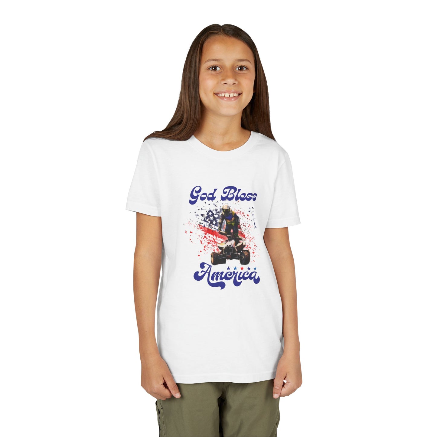 Youth God Bless America Four wheeler Riding Shirt | Honda 450 ATV Racing | AXC Arkansas Pro Racing Series | Dickerson