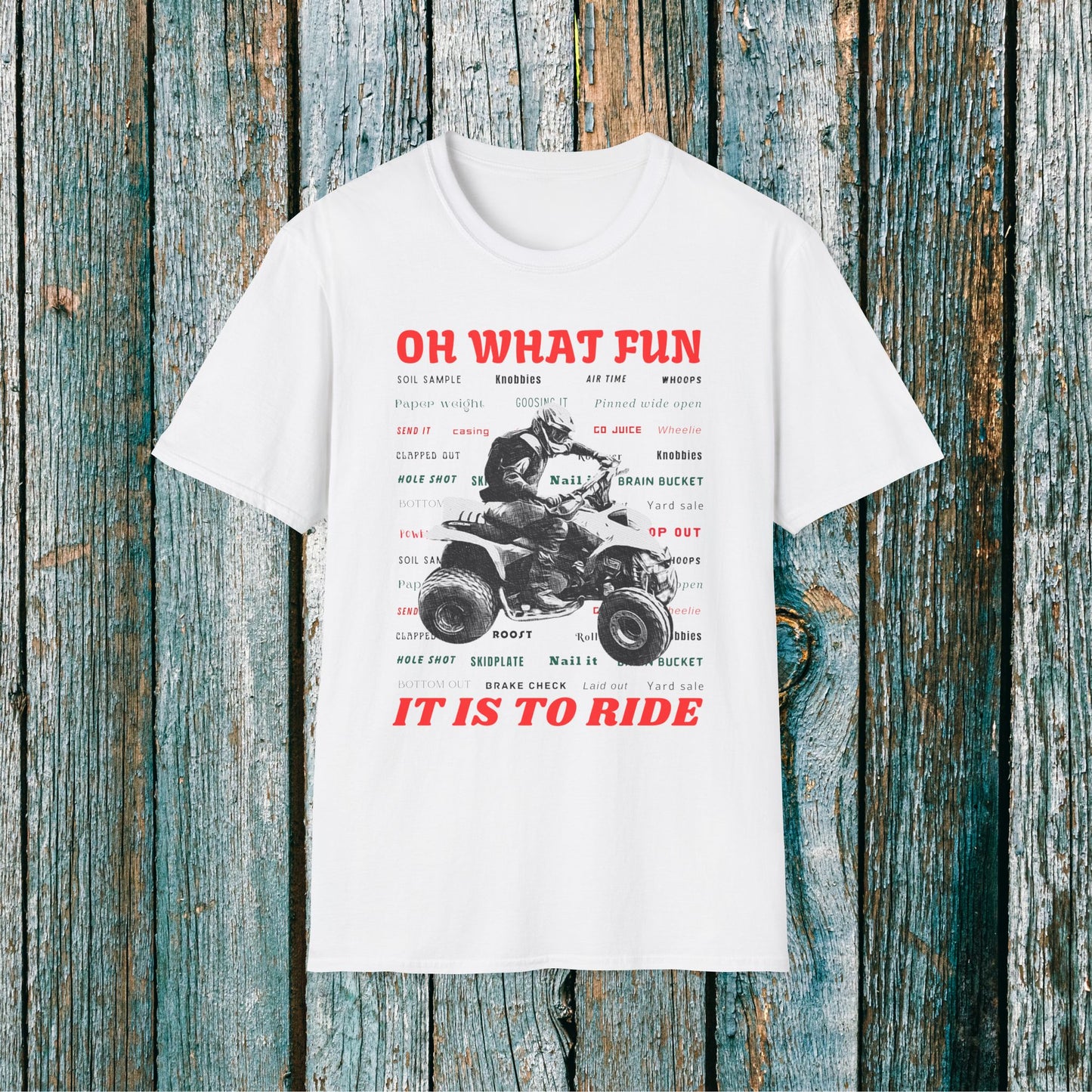 Holiday Fourwheeler Racing Tee Shirt | Honda 400 | Oh What Fun It is to Ride Racing Slang | ATV Ugly Sweater