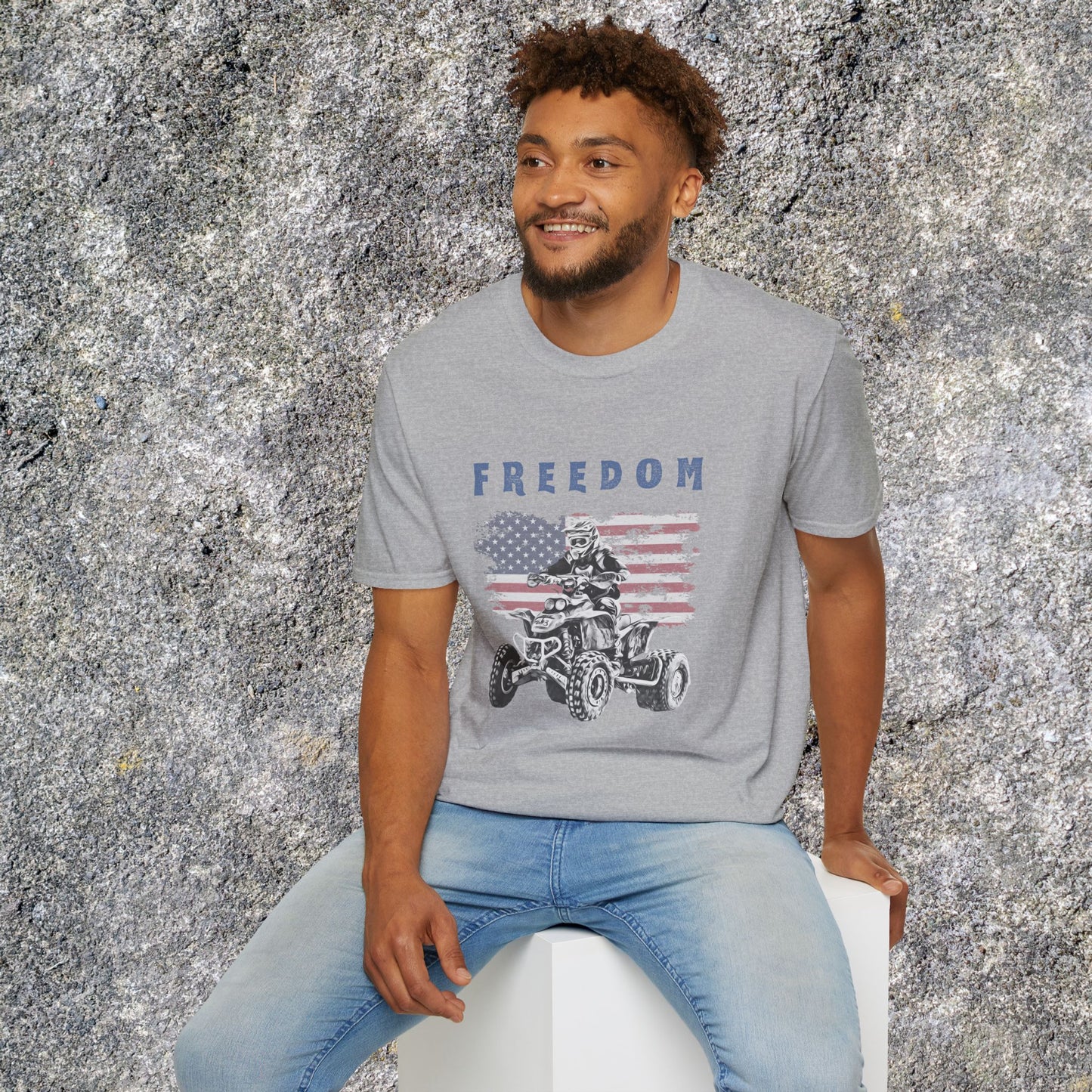 Freedom Rider ATV T-Shirt | American Flag Four Wheeler Shirt | Honda 400 EX Racing