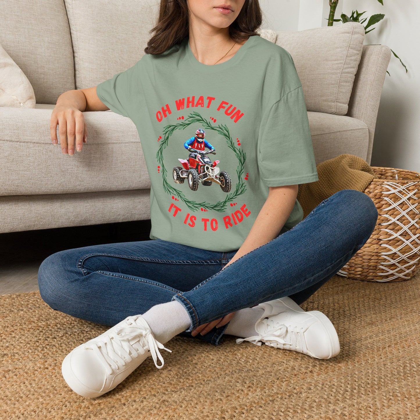 Holiday Ugly Sweater | Christmas Shirt for ATV racer | Red Honda 400 t shirt | Oh What Fun it is to Ride