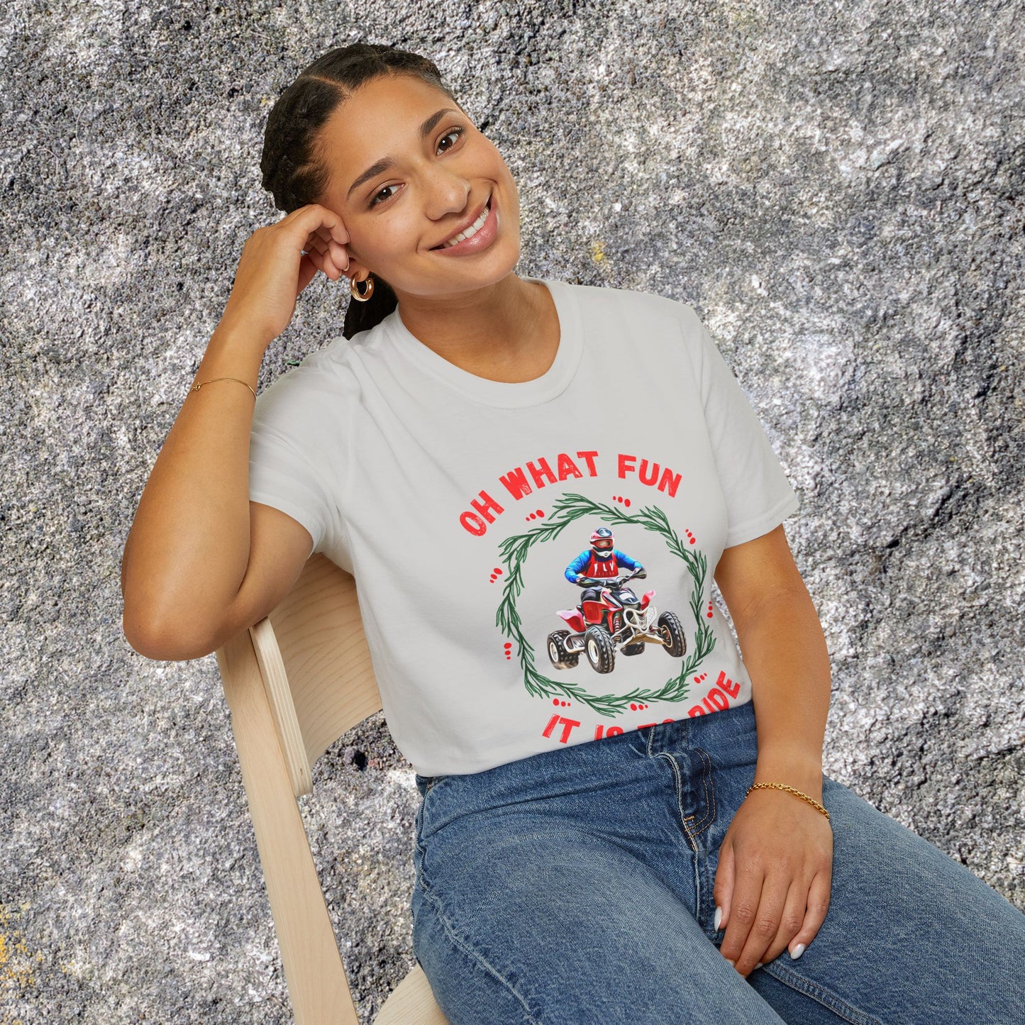 Holiday Ugly Sweater | Christmas Shirt for ATV racer | Red Honda 400 t shirt | Oh What Fun it is to Ride