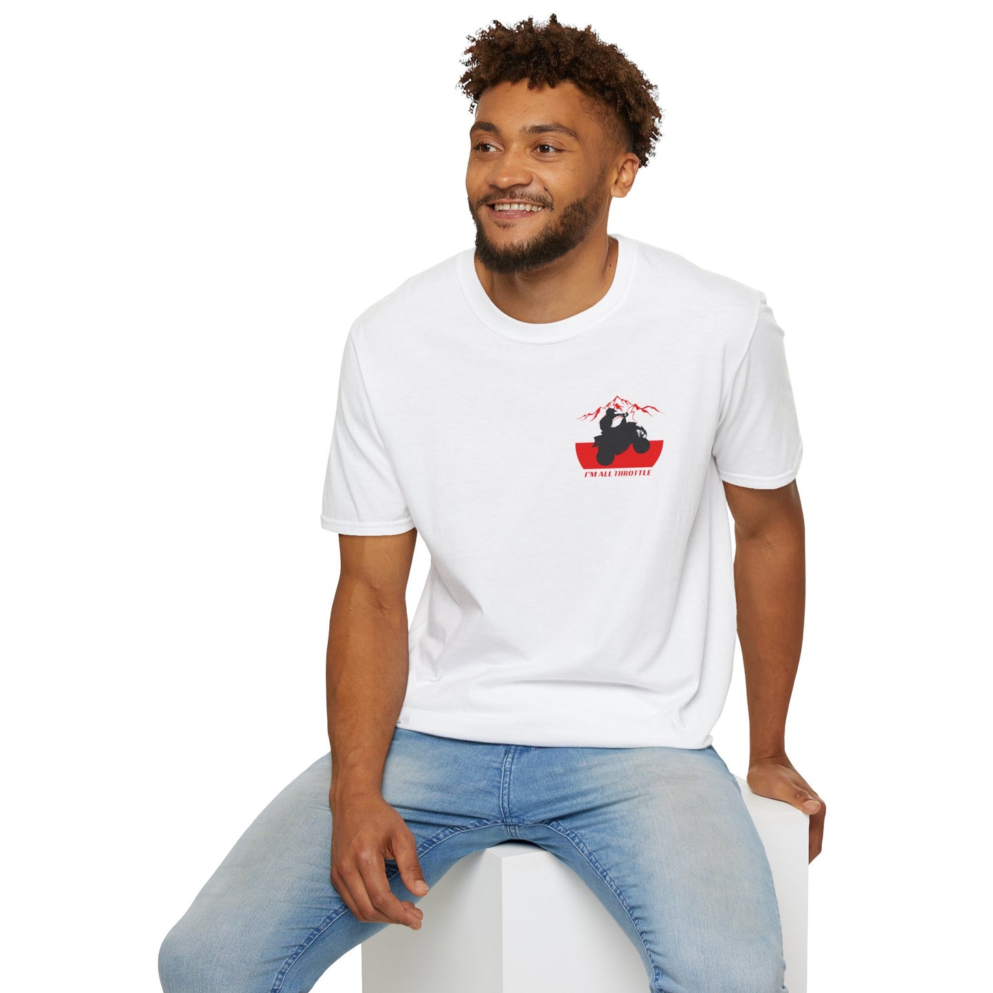 I'm All Throttle 400 EX ATV Racing T-Shirt | Mountains & American Flag Four Wheeler Shirt