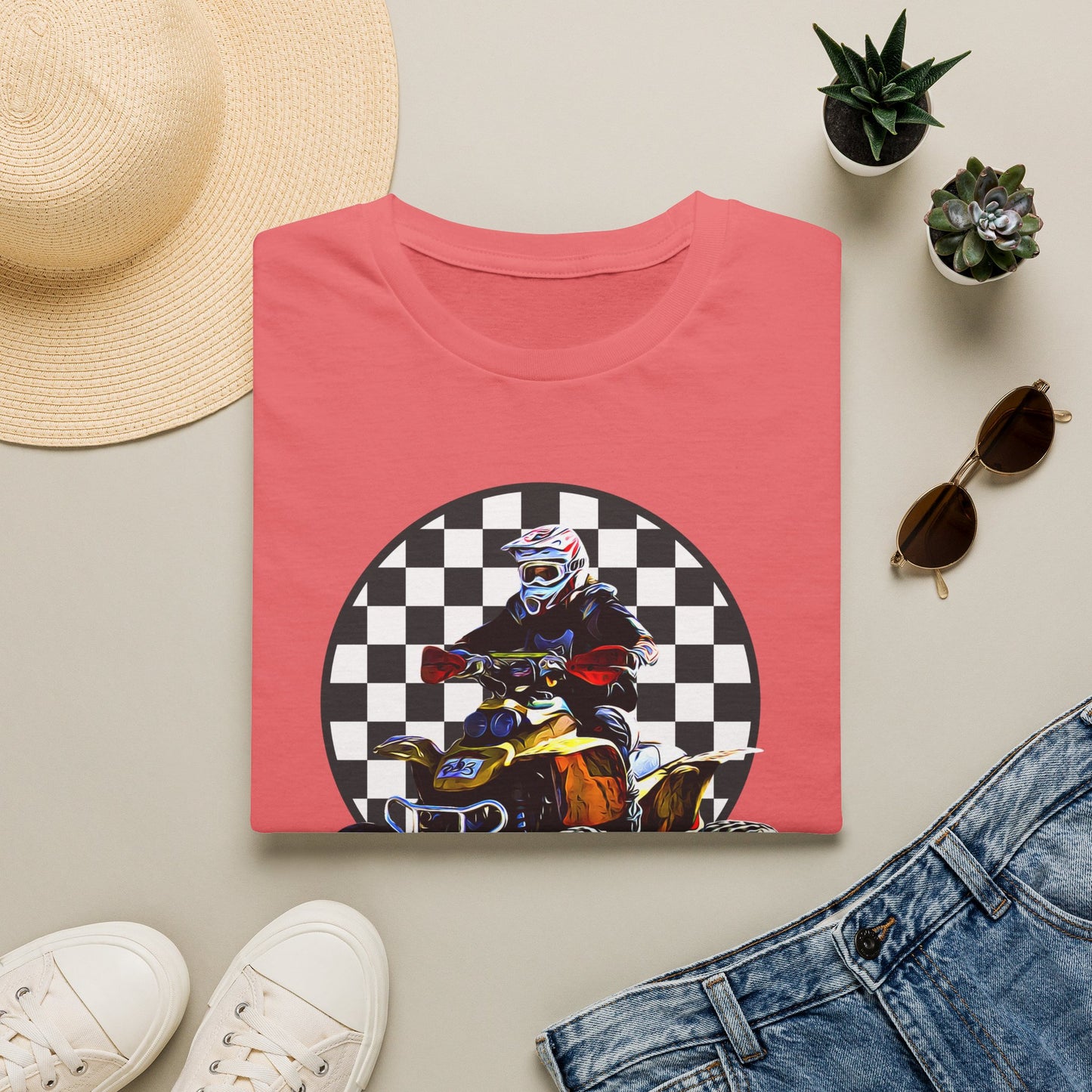 ATV Racing T-Shirt Says SEND IT | Honda 400 EX Racing Flag Four-Wheeler Riding Shirt