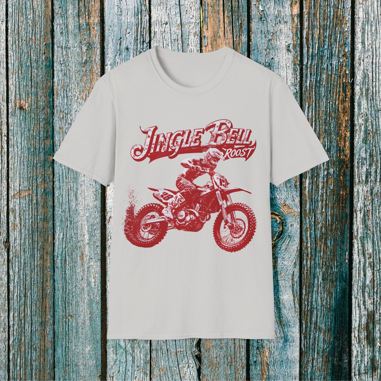 Holiday Motocross Racing Jingle Bell Roost | SOFT Cotton Adult Unisex tee shirt | Dirt Track Racing shirt for men | Dirt bike Ugly Sweater