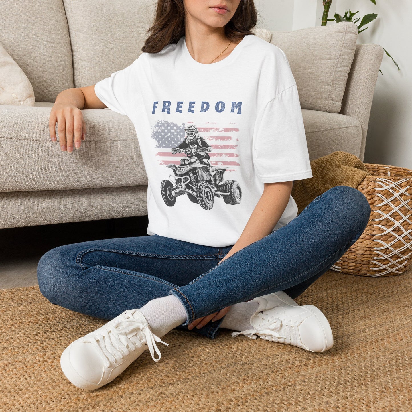 Freedom Rider ATV T-Shirt | American Flag Four Wheeler Shirt | Honda 400 EX Racing