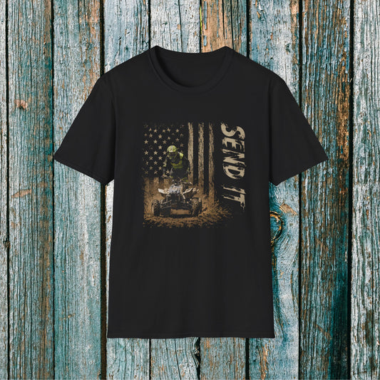 Distressed Patriotic Flag Four wheeler Racing Shirt | Honda 450 ATV Racing | AXC Arkansas Pro Racing Series | Dickerson