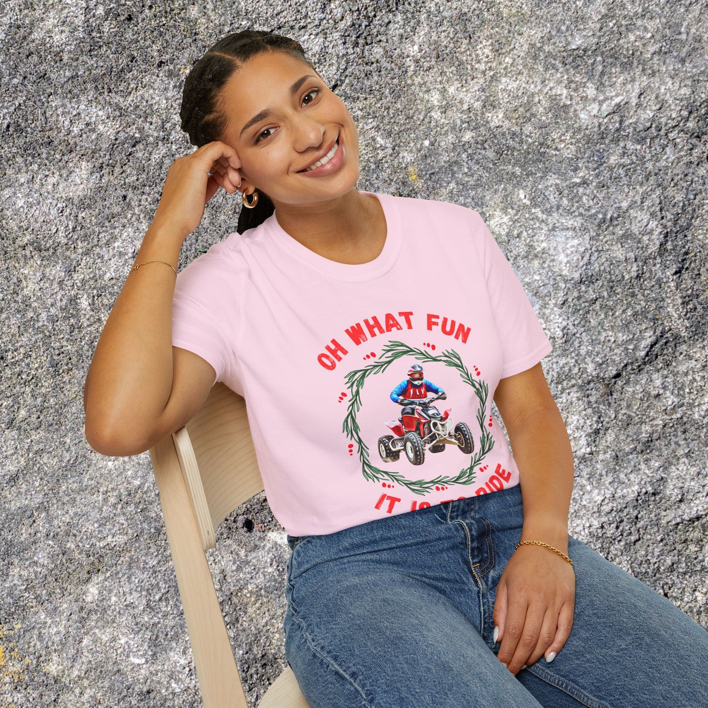 Holiday Ugly Sweater | Christmas Shirt for ATV racer | Red Honda 400 t shirt | Oh What Fun it is to Ride