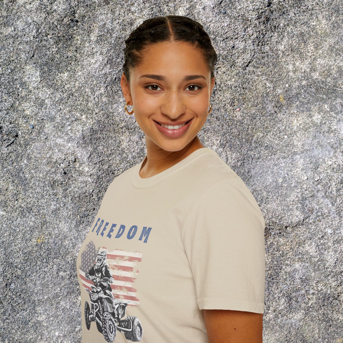 Freedom Rider ATV T-Shirt | American Flag Four Wheeler Shirt | Honda 400 EX Racing
