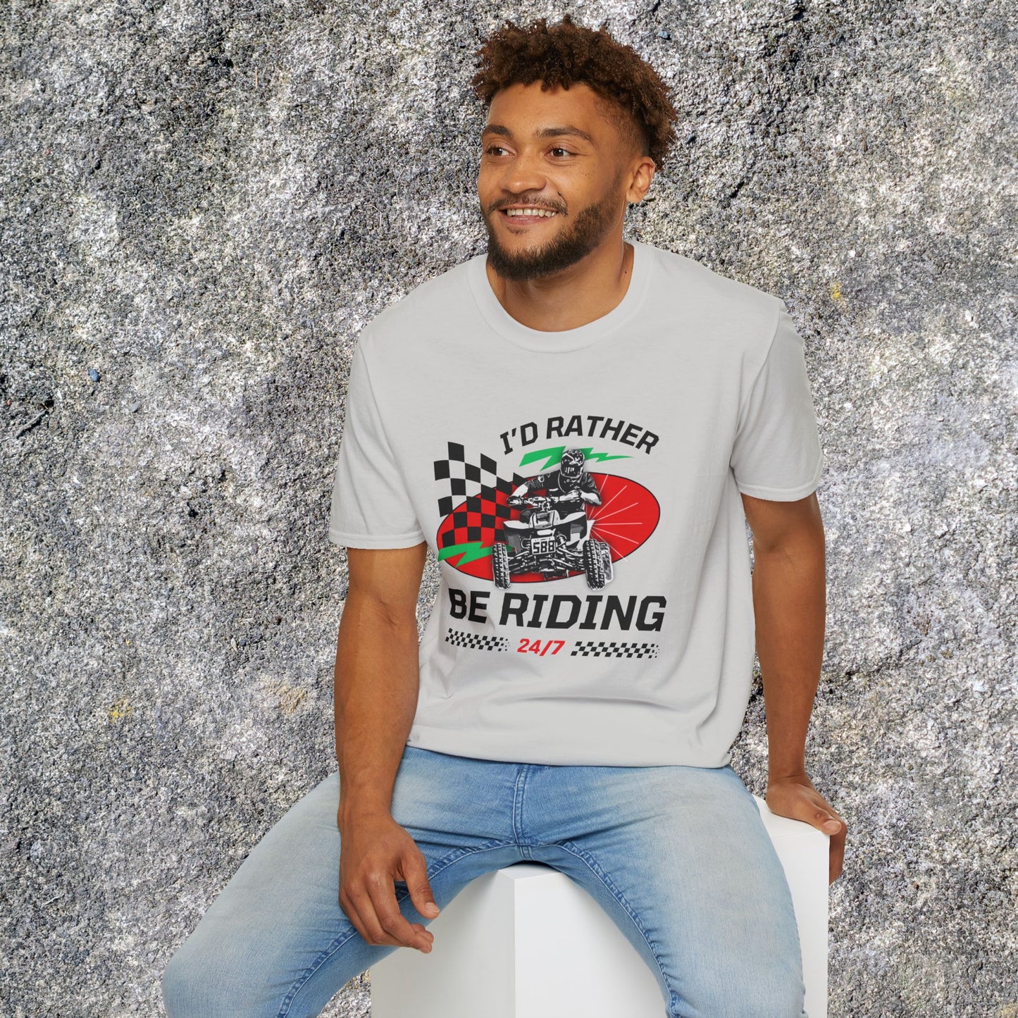 Holiday Christmas ATV T-Shirt | Honda 400 | Ugly Sweater Design says "I'd Rather be Riding"