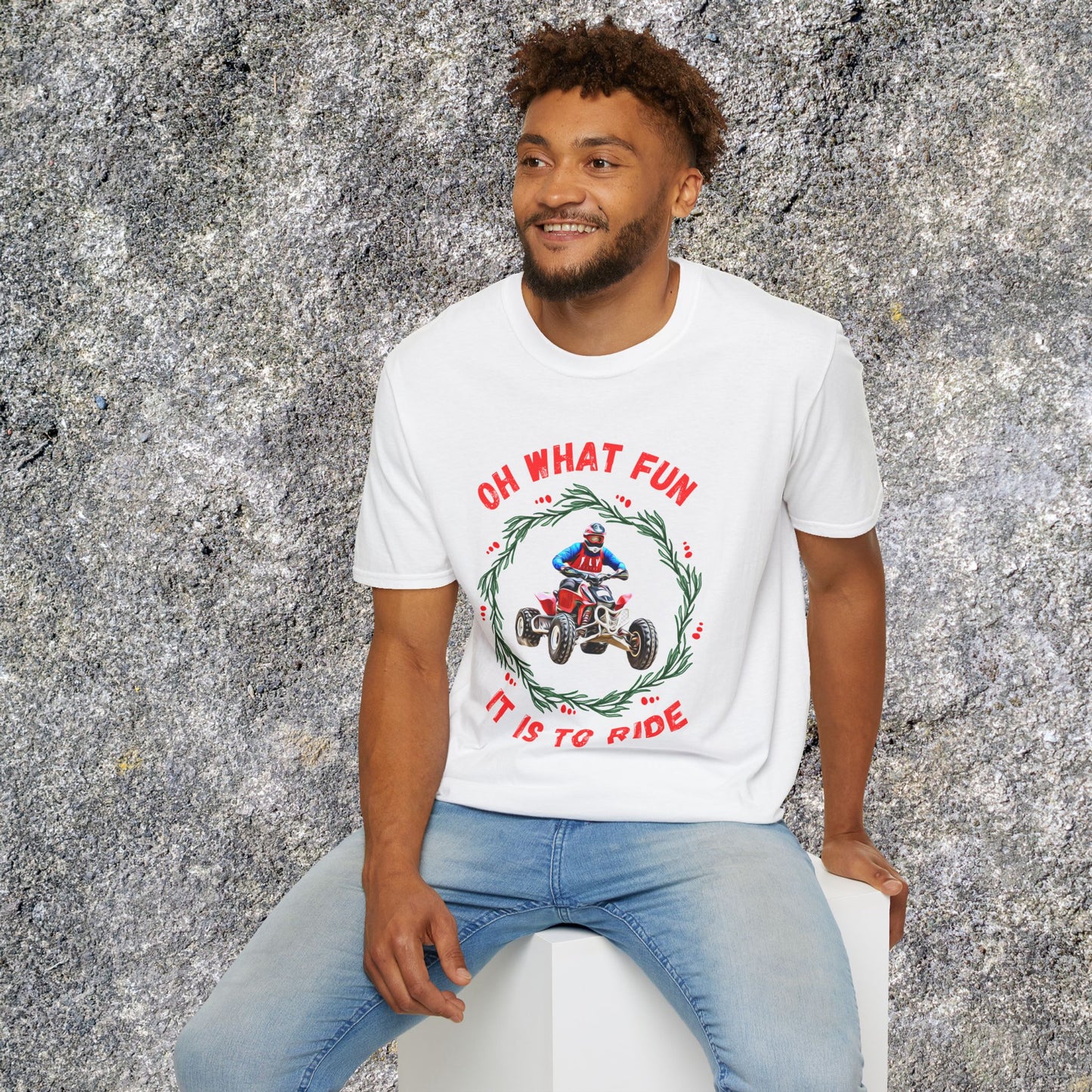 Holiday Ugly Sweater | Christmas Shirt for ATV racer | Red Honda 400 t shirt | Oh What Fun it is to Ride