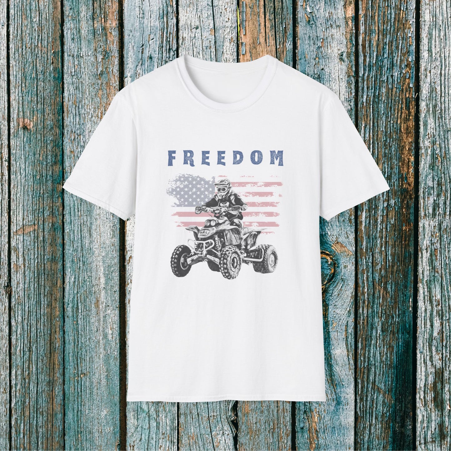 Freedom Rider ATV T-Shirt | American Flag Four Wheeler Shirt | Honda 400 EX Racing