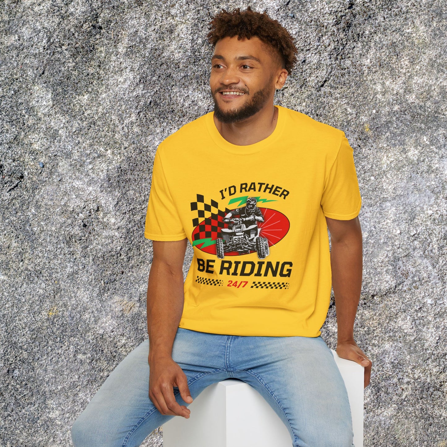 Holiday Christmas ATV T-Shirt | Honda 400 | Ugly Sweater Design says "I'd Rather be Riding"