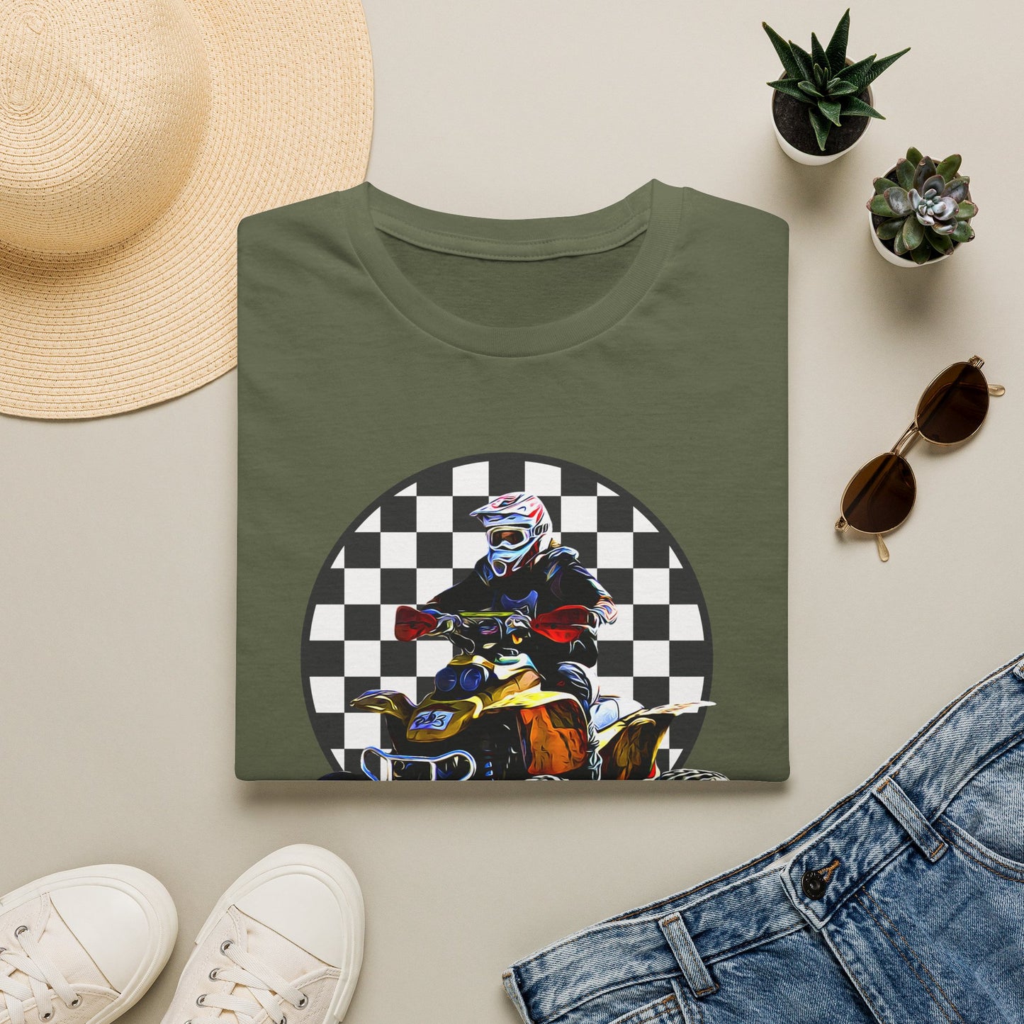 ATV Racing T-Shirt Says SEND IT | Honda 400 EX Racing Flag Four-Wheeler Riding Shirt