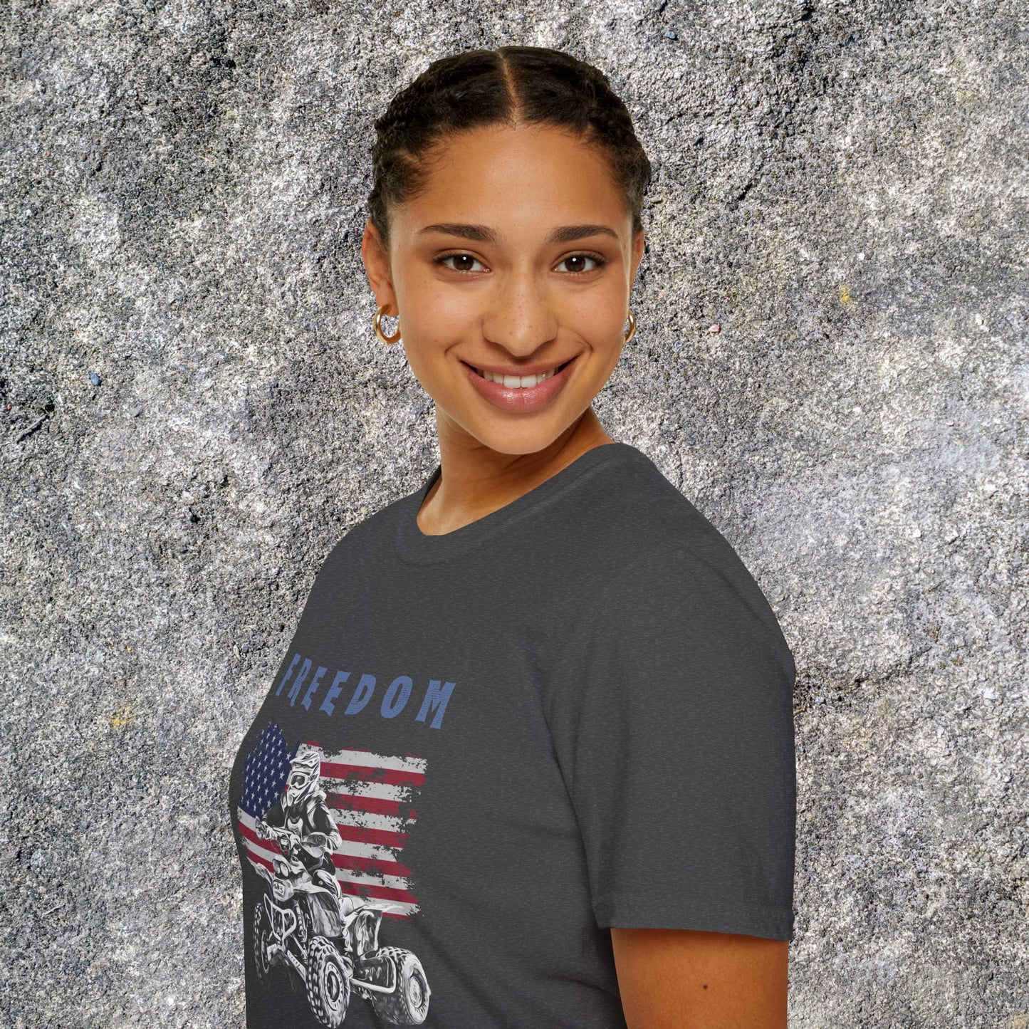 Freedom Rider ATV T-Shirt | American Flag Four Wheeler Shirt | Honda 400 EX Racing