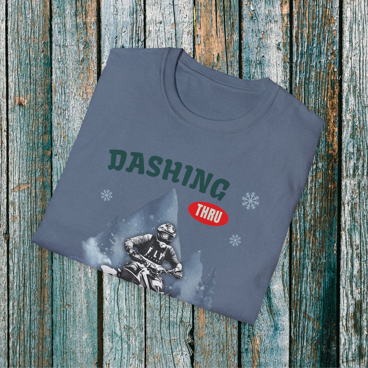 Holiday Fourwheeler Racing Soft Cotton T-Shirt | Dashing Thru the Snow | ATV Ugly Sweater