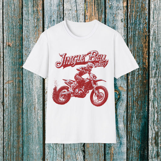 Holiday Motocross Racing Jingle Bell Roost | SOFT Cotton Adult Unisex tee shirt | Dirt Track Racing shirt for men | Dirt bike Ugly Sweater