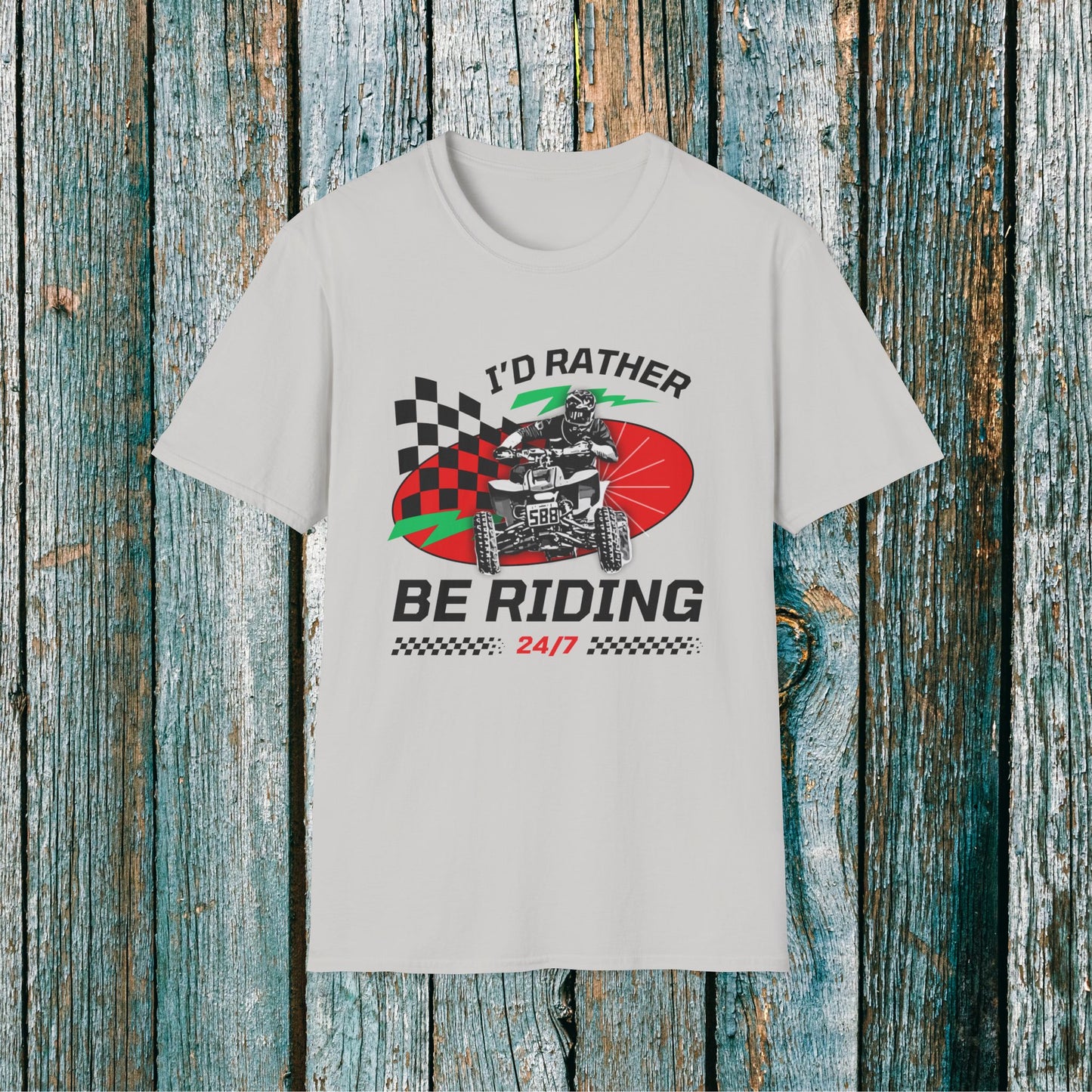 Holiday Christmas ATV T-Shirt | Honda 400 | Ugly Sweater Design says "I'd Rather be Riding"