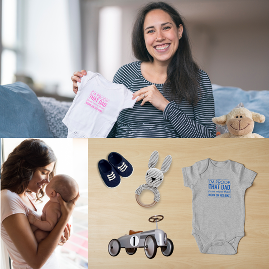 Funny Infant Bodysuit — "Proof That Dad Does More Than Work on His Bike" Newborn Racing Fan Gift