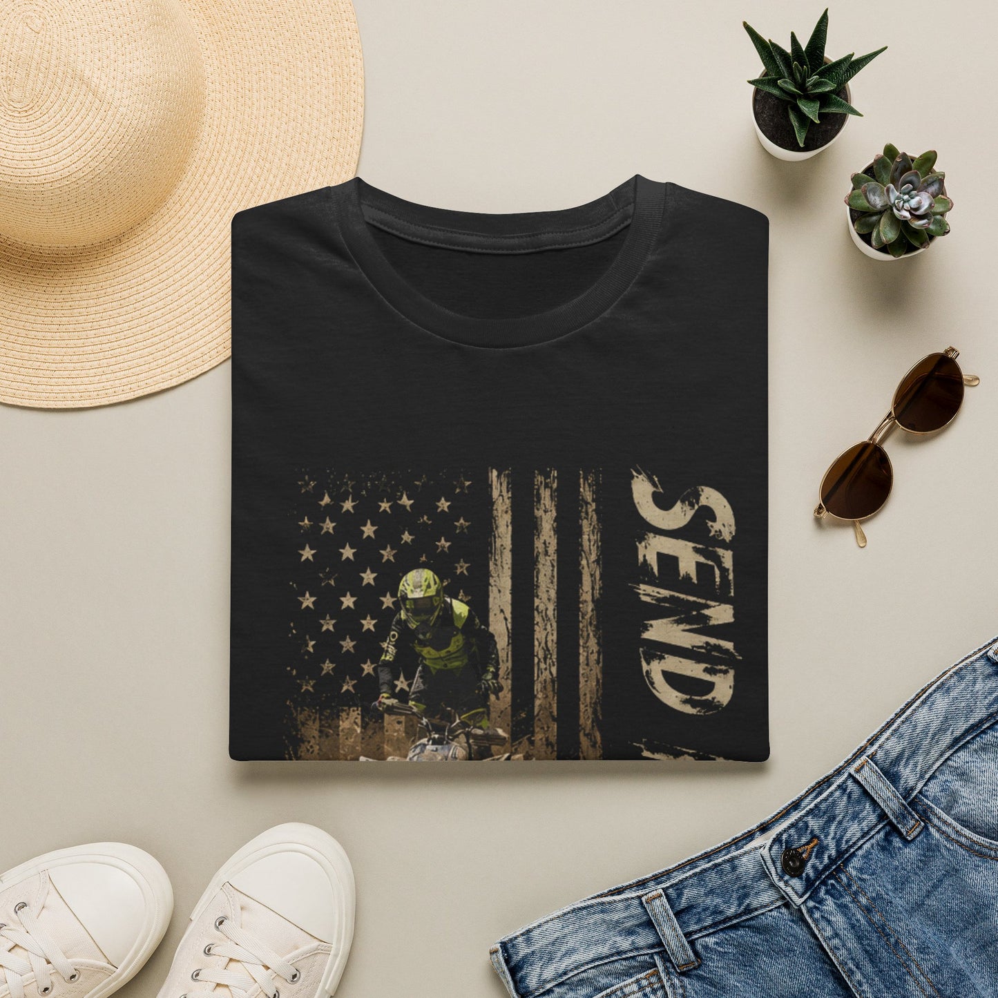 Distressed Patriotic Flag Four wheeler Racing Shirt | Honda 450 ATV Racing | AXC Arkansas Pro Racing Series | Dickerson