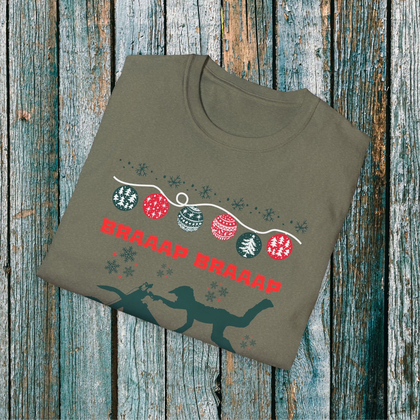 Holiday Motocross Racing | Braaap Braaap Festive Ugly Sweater T-Shirt