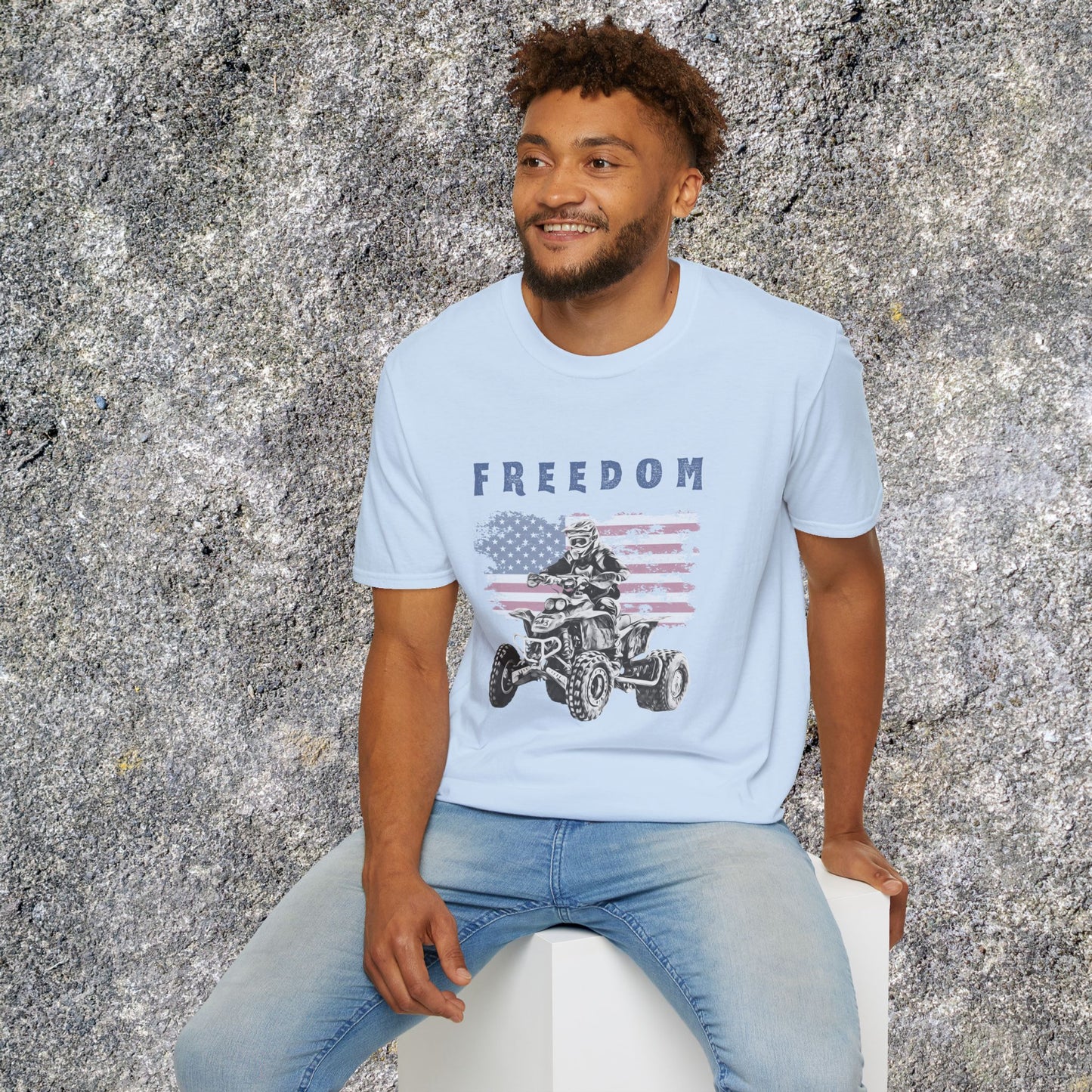 Freedom Rider ATV T-Shirt | American Flag Four Wheeler Shirt | Honda 400 EX Racing