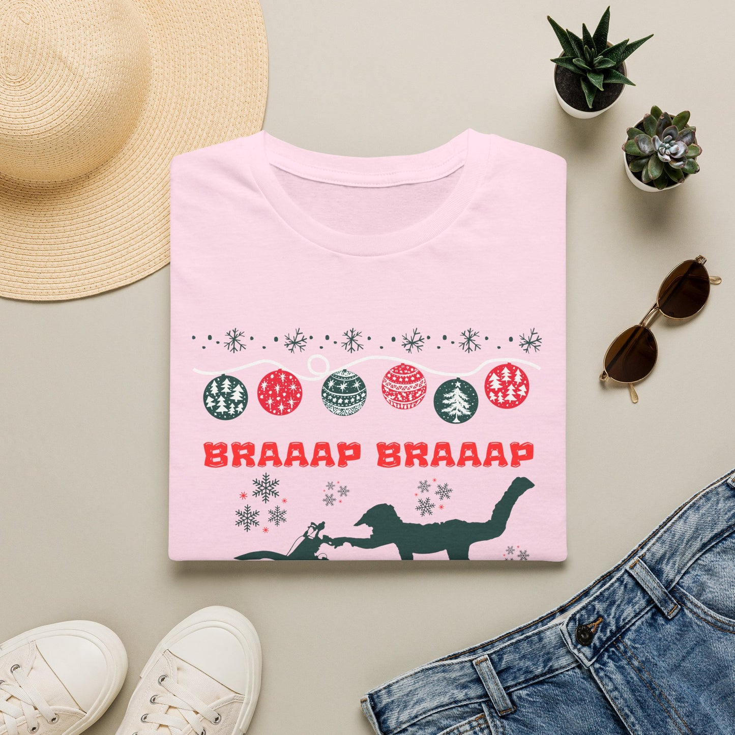 Holiday Motocross Racing | Braaap Braaap Festive Ugly Sweater T-Shirt