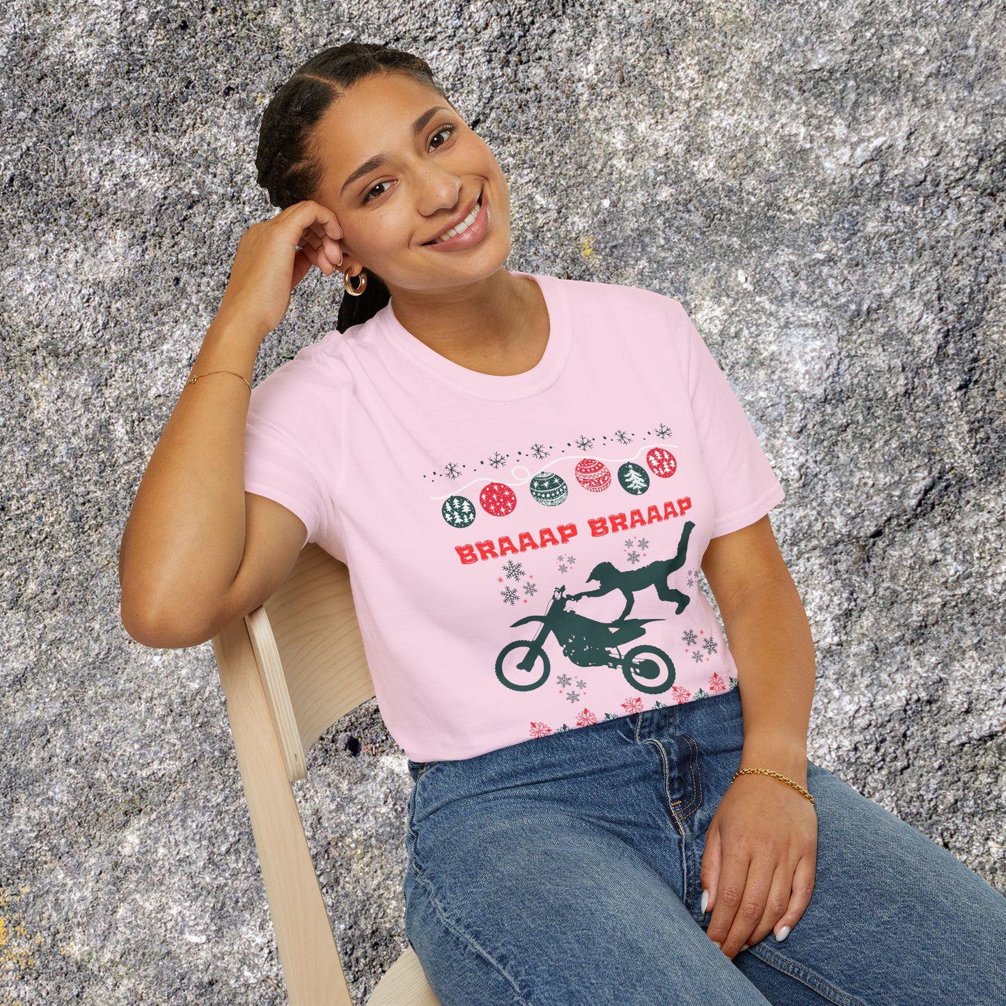Holiday Motocross Racing | Braaap Braaap Festive Ugly Sweater T-Shirt