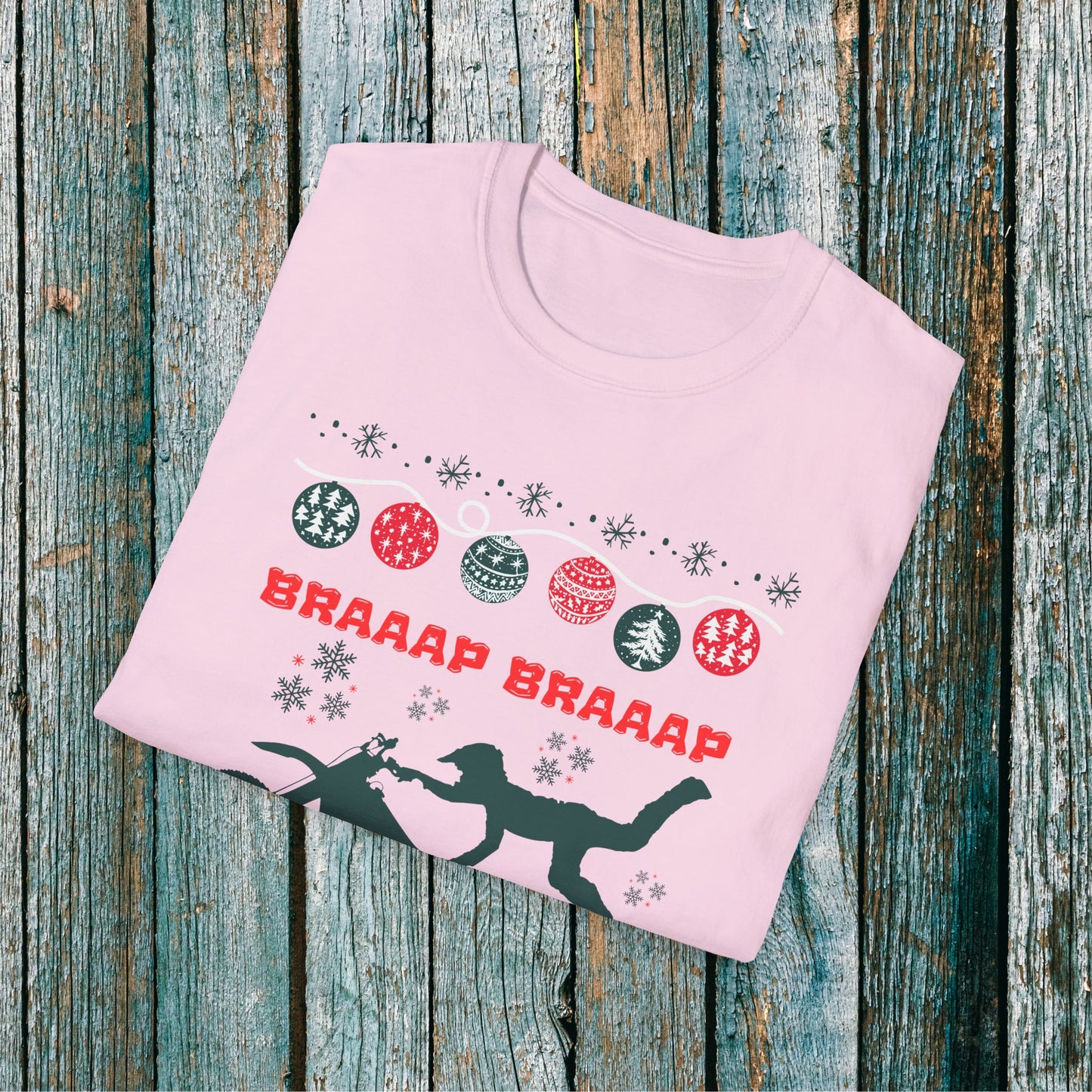 Holiday Motocross Racing | Braaap Braaap Festive Ugly Sweater T-Shirt