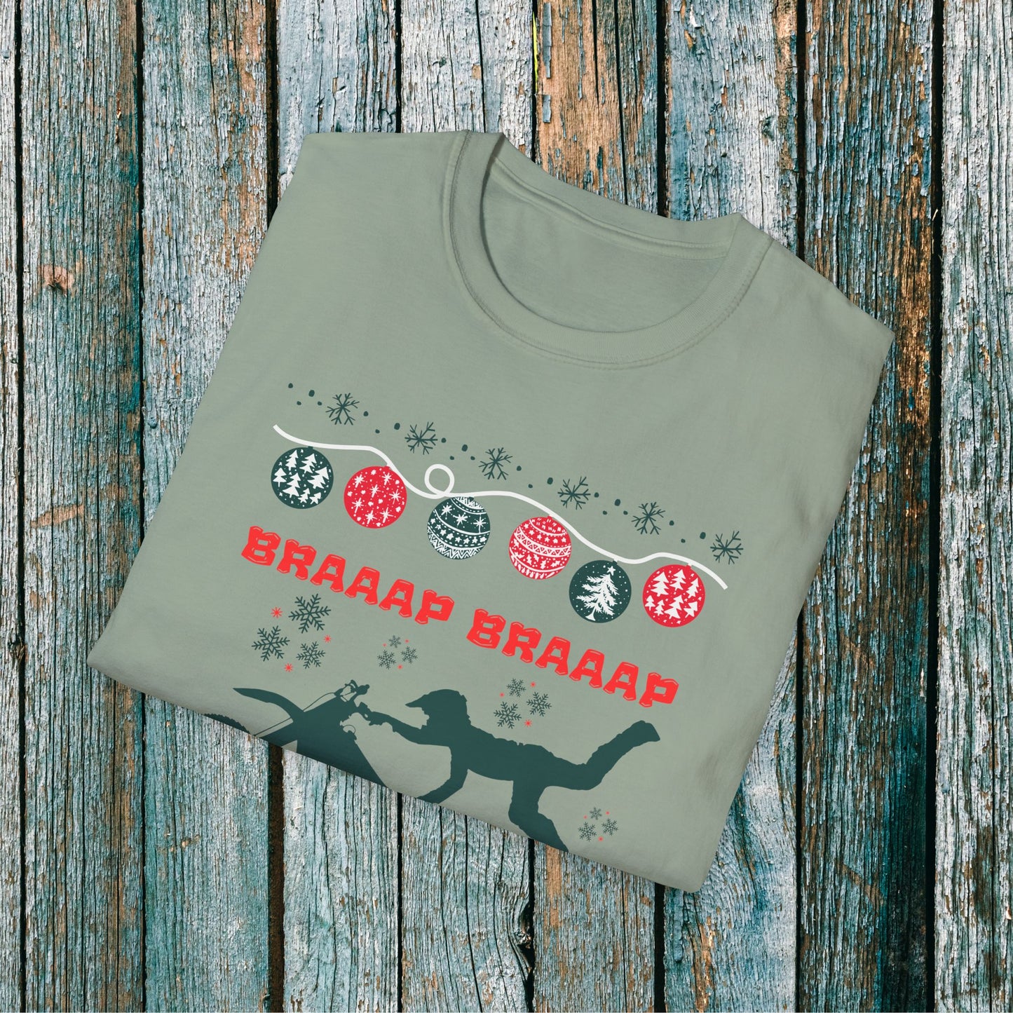 Holiday Motocross Racing | Braaap Braaap Festive Ugly Sweater T-Shirt