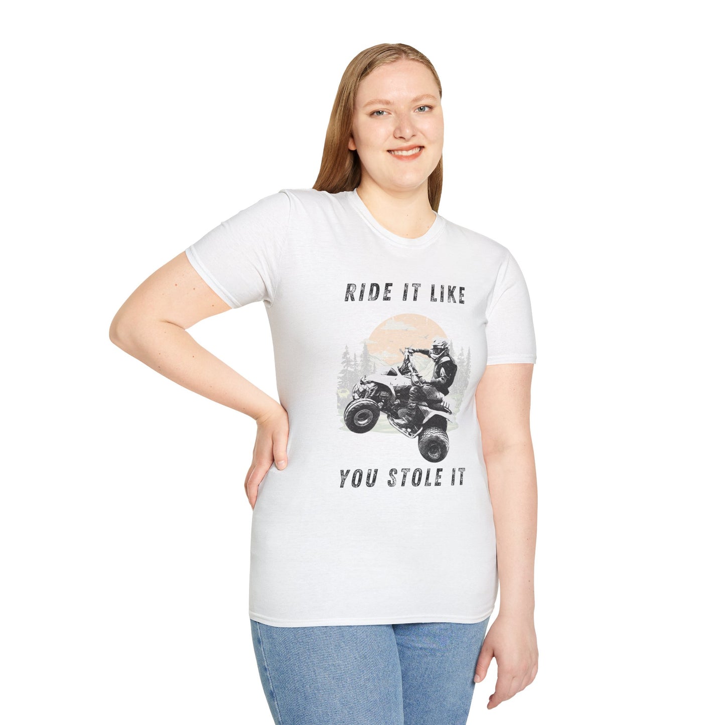 Ride It Like You Stole It ATV T-Shirt | Man on Honda 400 EX Four-Wheeler Tee
