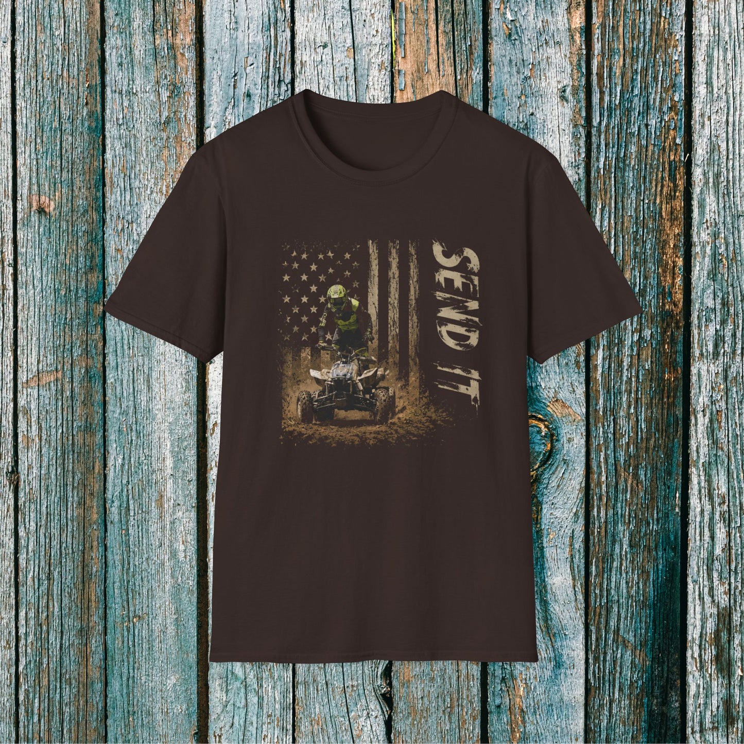 Distressed Patriotic Flag Four wheeler Racing Shirt | Honda 450 ATV Racing | AXC Arkansas Pro Racing Series | Dickerson