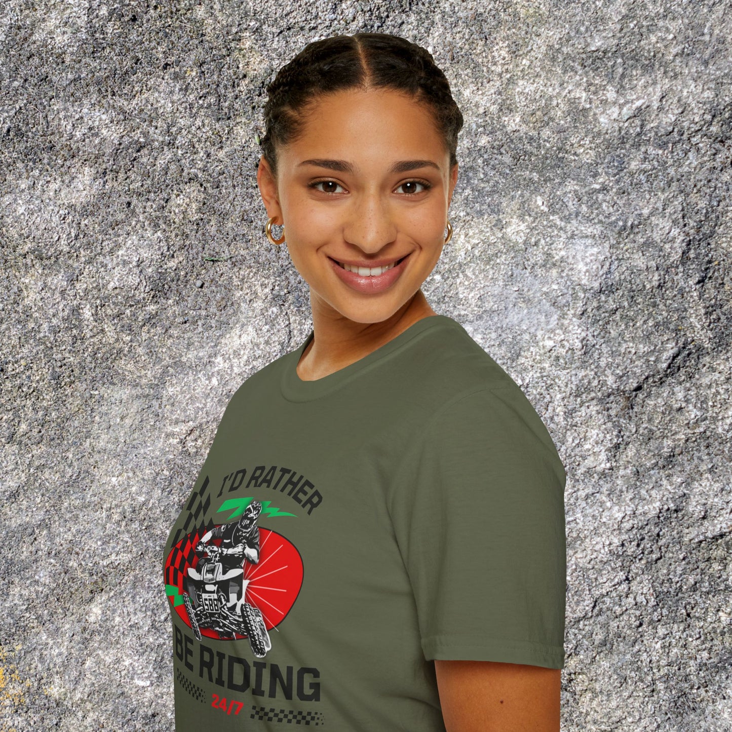 Holiday Christmas ATV T-Shirt | Honda 400 | Ugly Sweater Design says "I'd Rather be Riding"