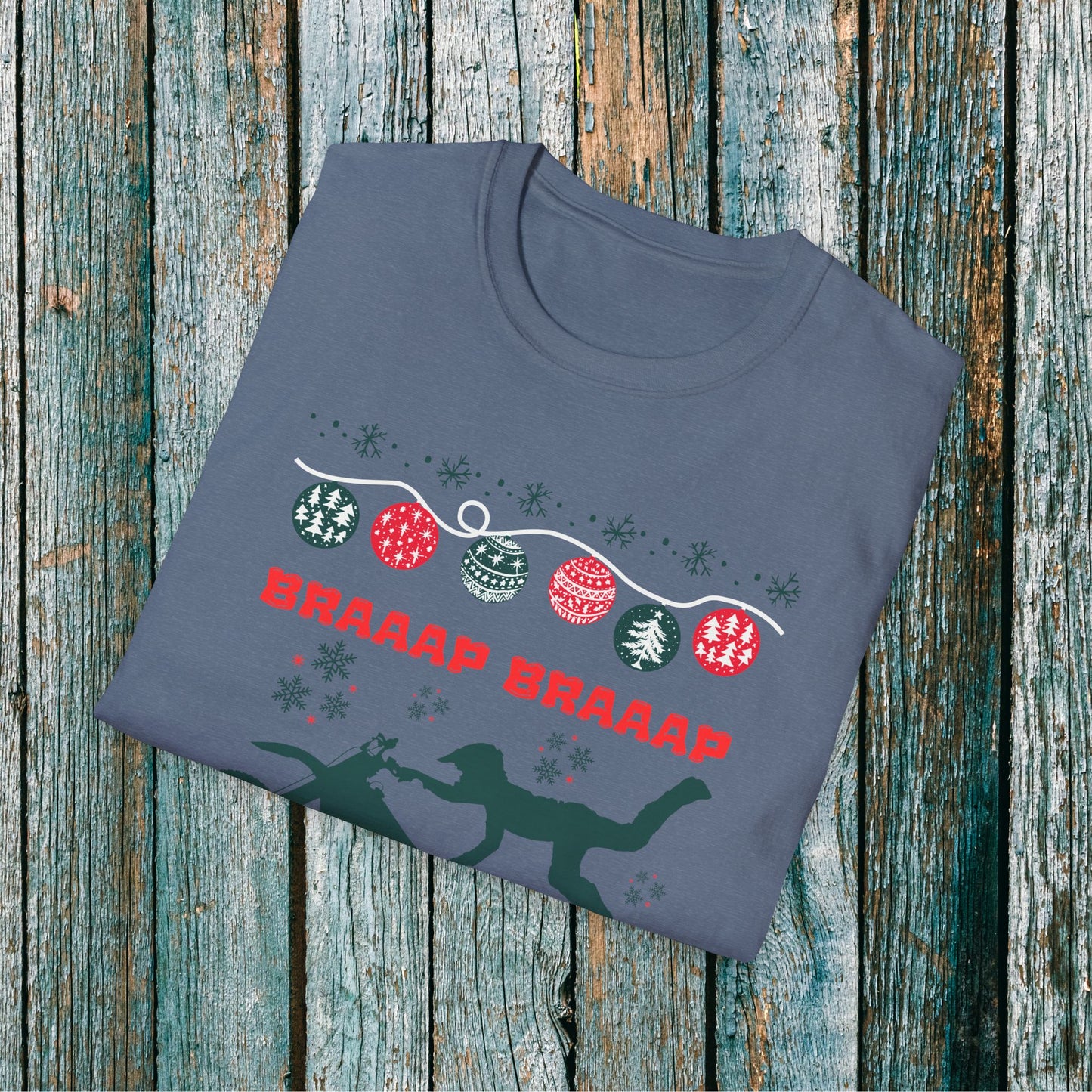 Holiday Motocross Racing | Braaap Braaap Festive Ugly Sweater T-Shirt