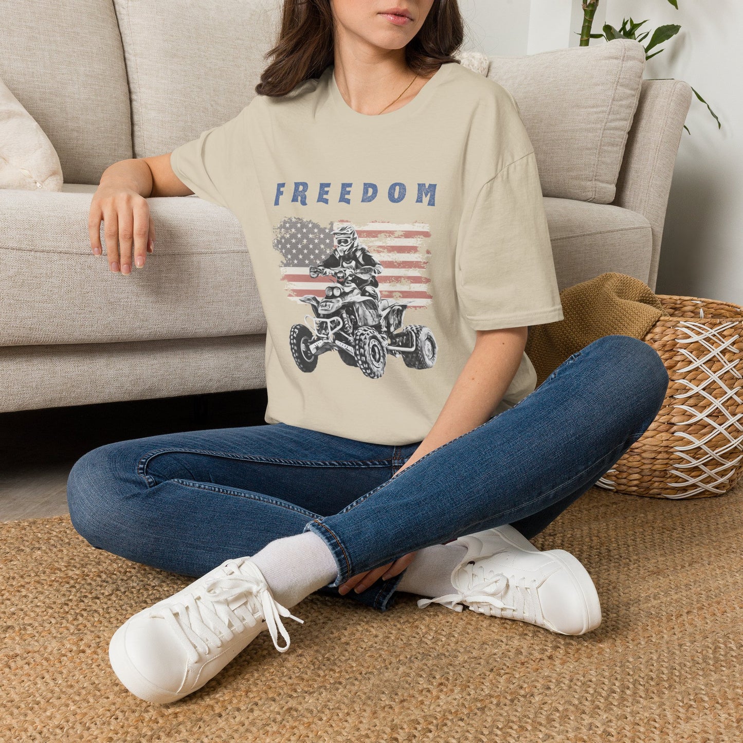 Freedom Rider ATV T-Shirt | American Flag Four Wheeler Shirt | Honda 400 EX Racing