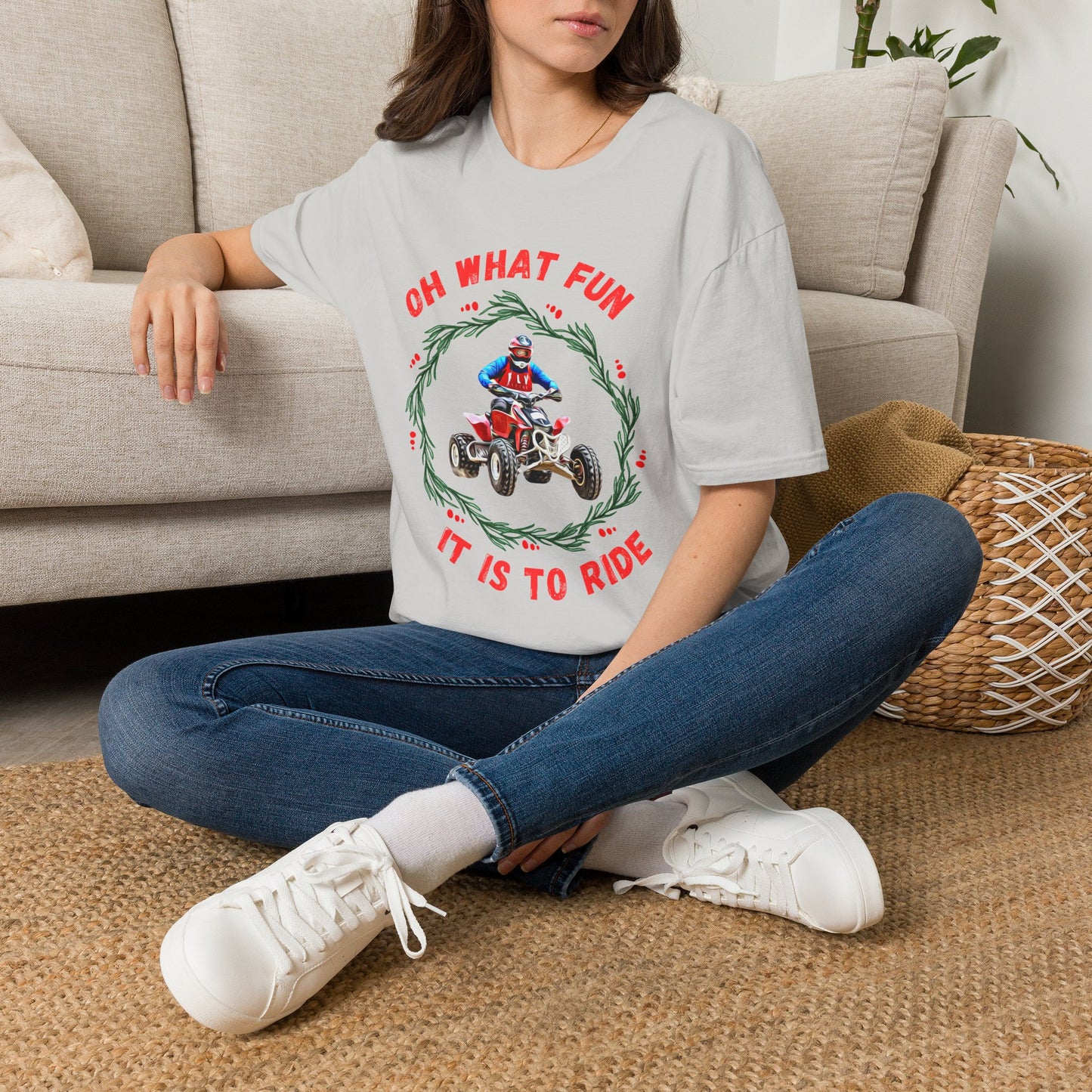 Holiday Ugly Sweater | Christmas Shirt for ATV racer | Red Honda 400 t shirt | Oh What Fun it is to Ride