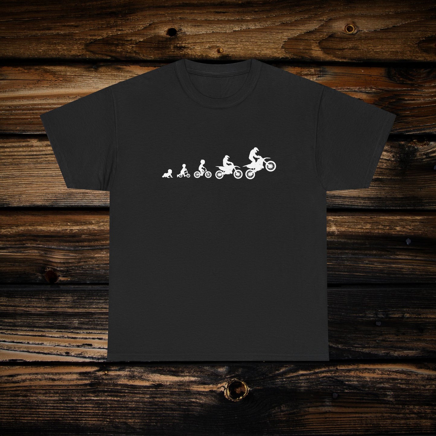 Dirt Bike Evolution T-Shirt | "From Strider to Bicycle to Dirt Bike" | Funny Racing Shirt