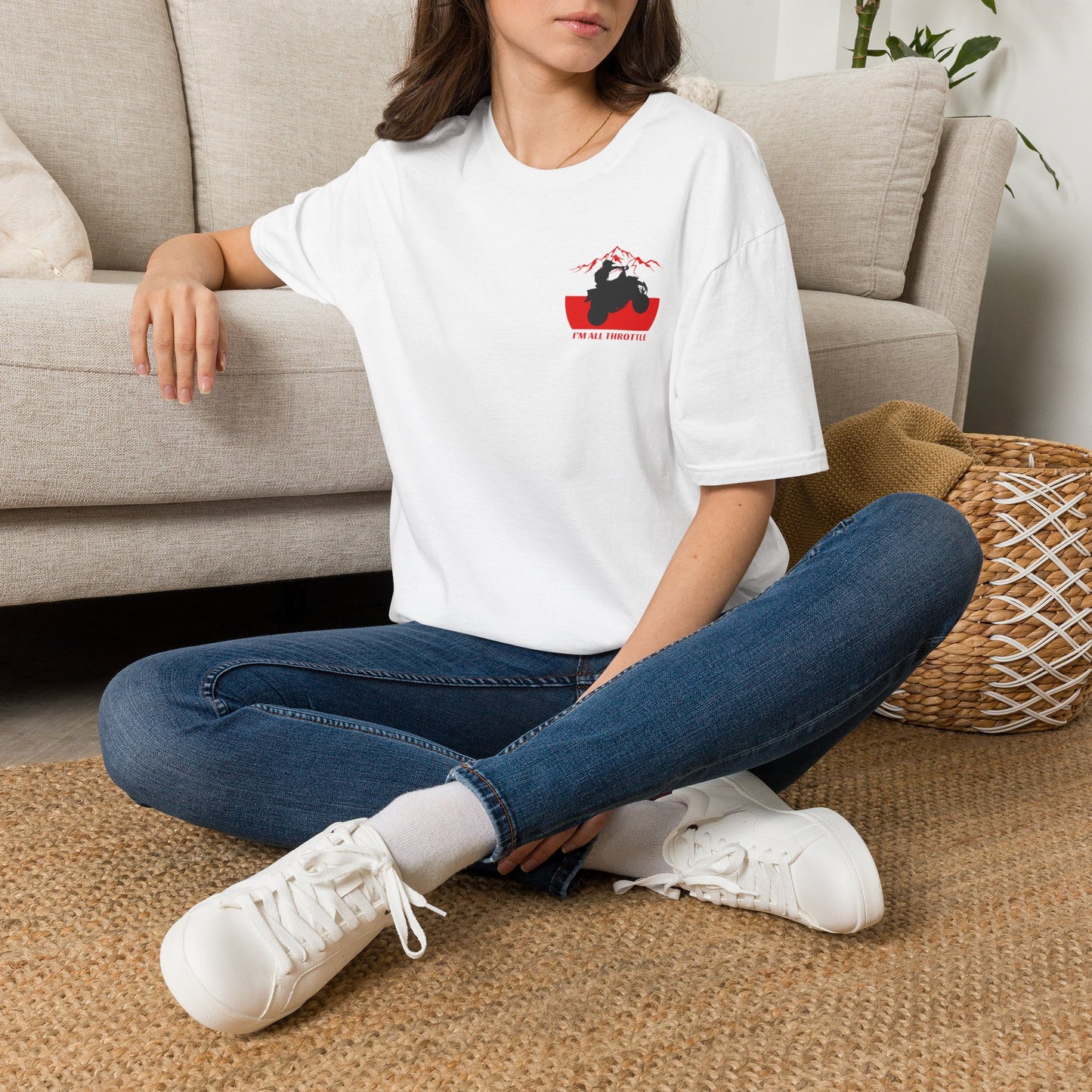 I'm All Throttle 400 EX ATV Racing T-Shirt | Mountains & American Flag Four Wheeler Shirt