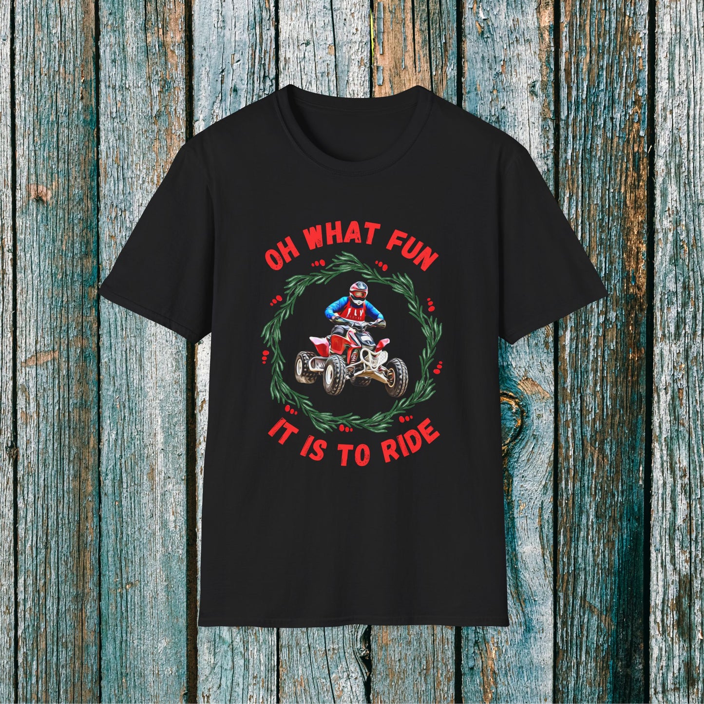 Holiday Ugly Sweater | Christmas Shirt for ATV racer | Red Honda 400 t shirt | Oh What Fun it is to Ride